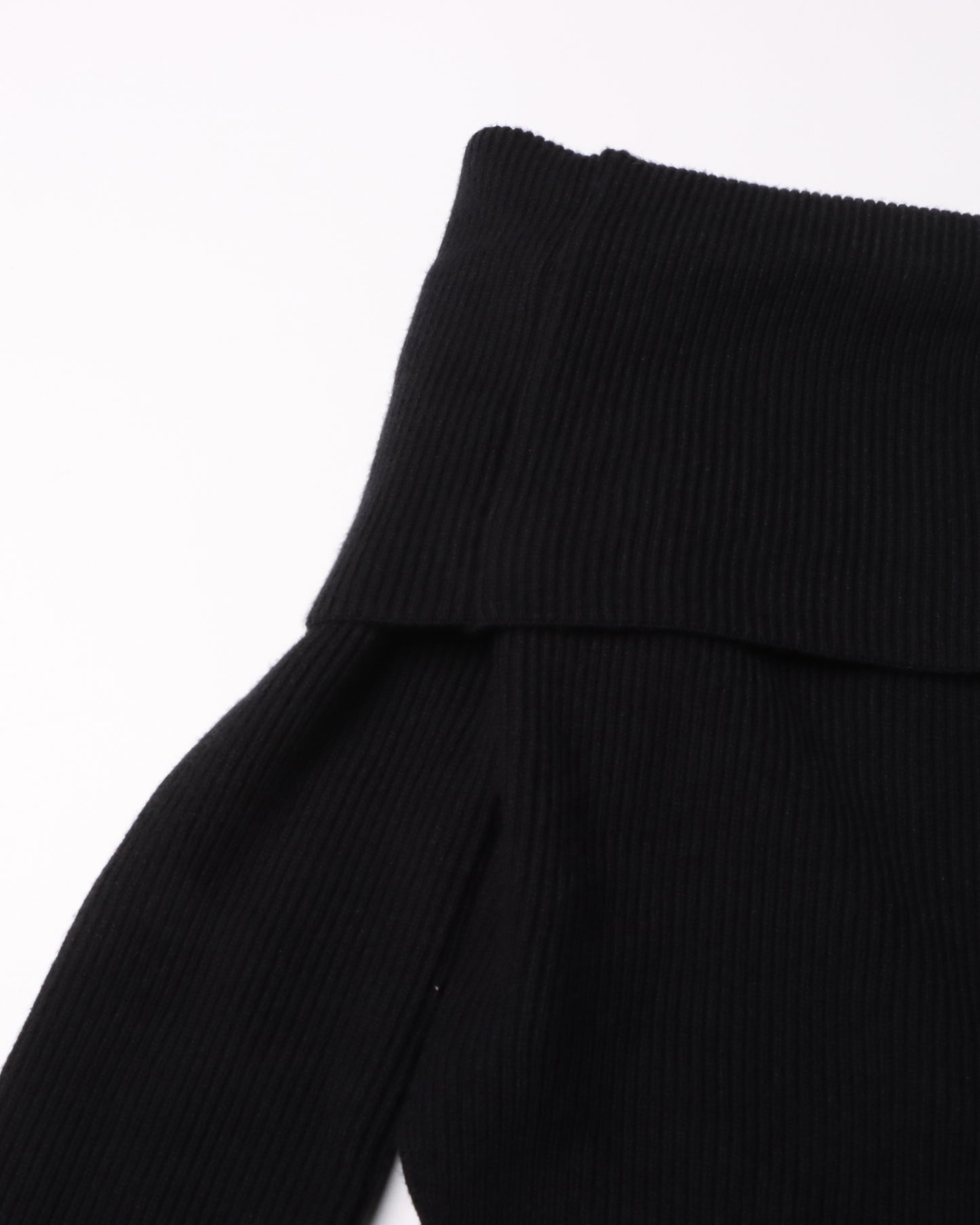 Black Off-the-Shoulder Ribbed Knit Top