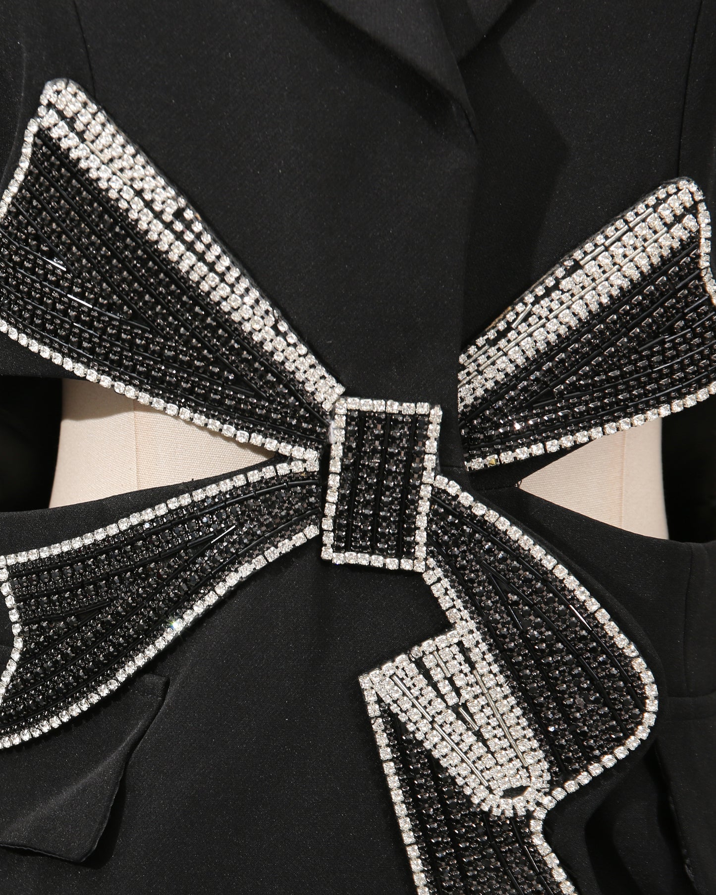 Black Rhinestone Bow Cutout Blazer Dress