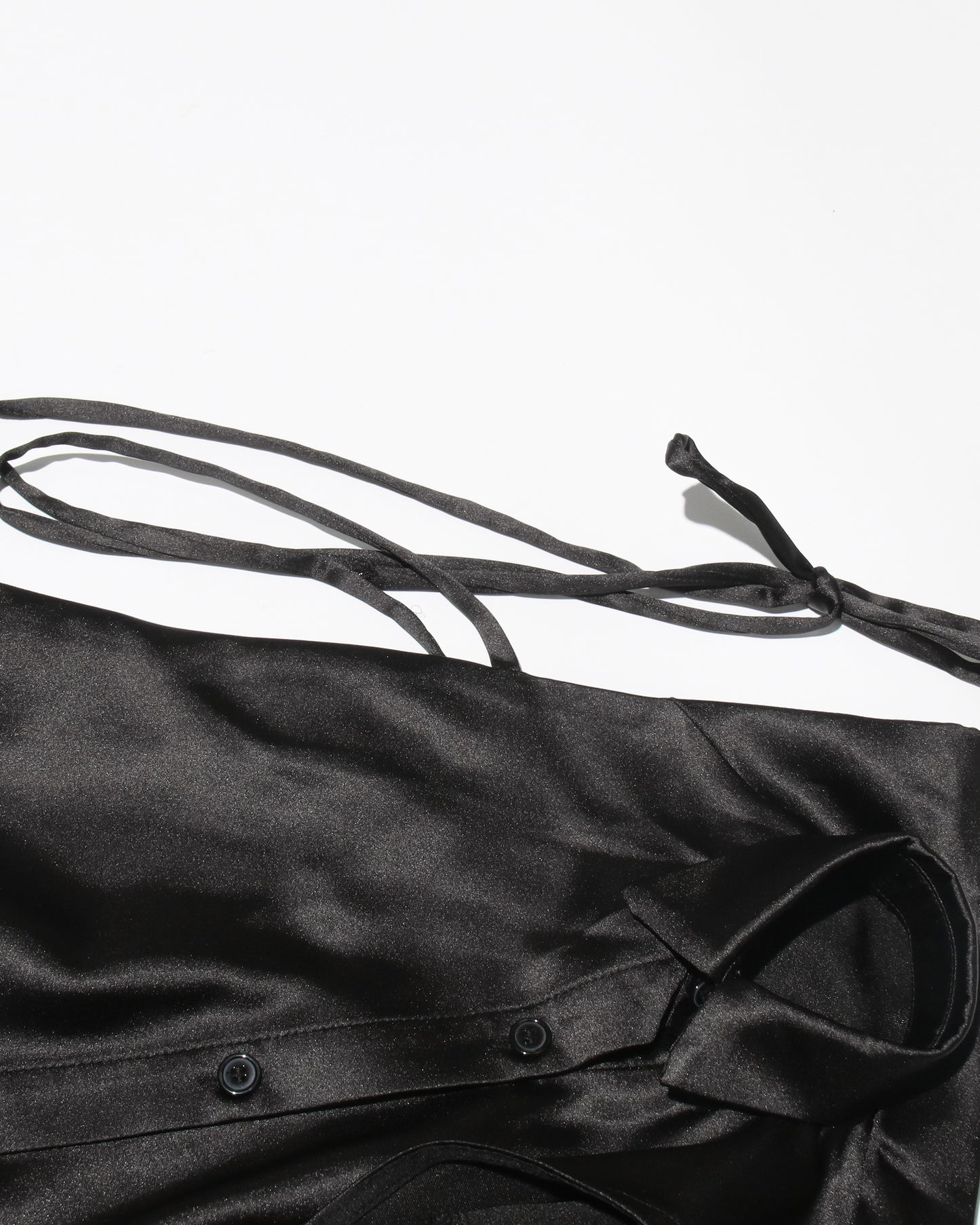 Black Satin Asymmetrical Cutout Midi Skirt