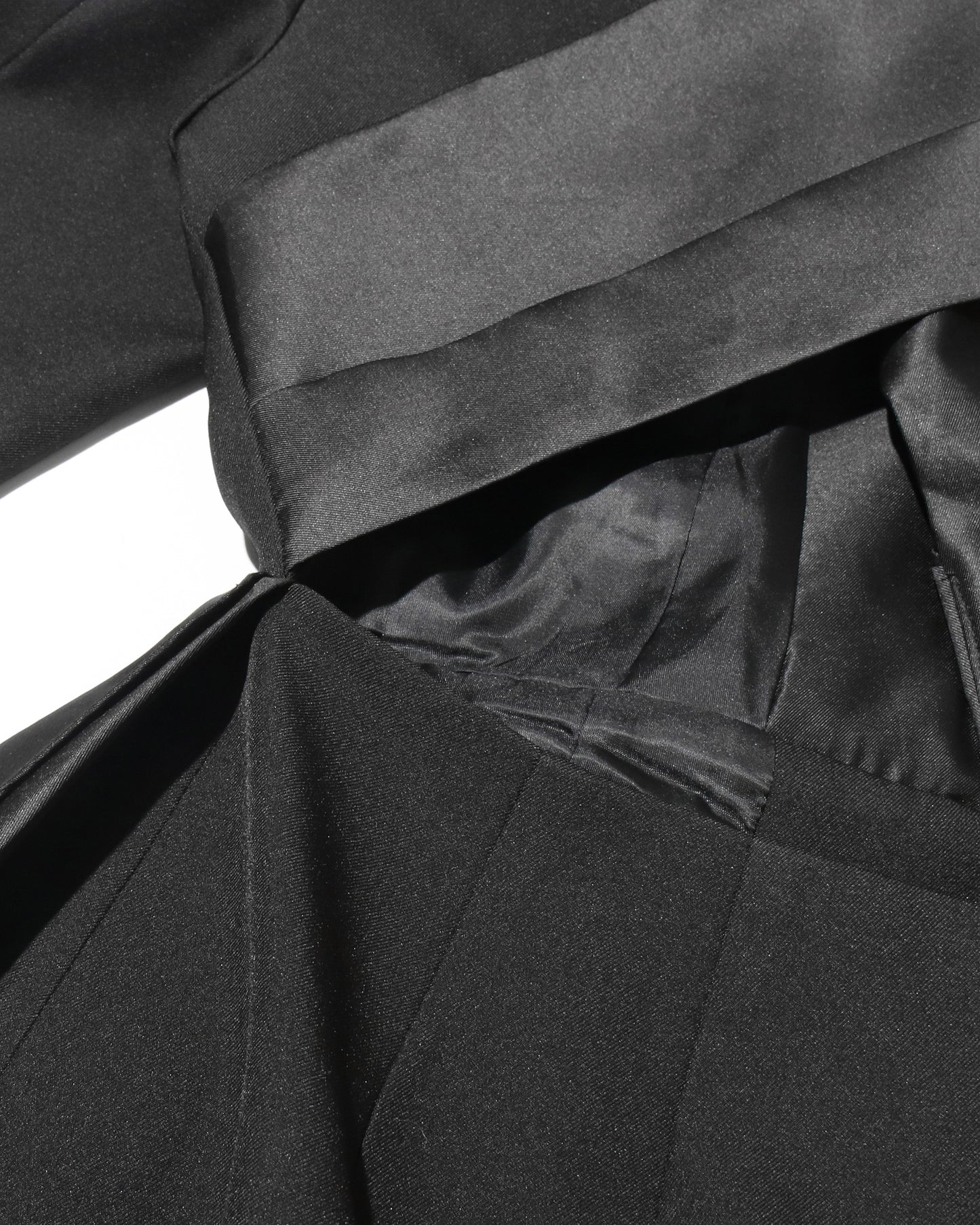 Black Satin Bow-Accent Asymmetric Blazer