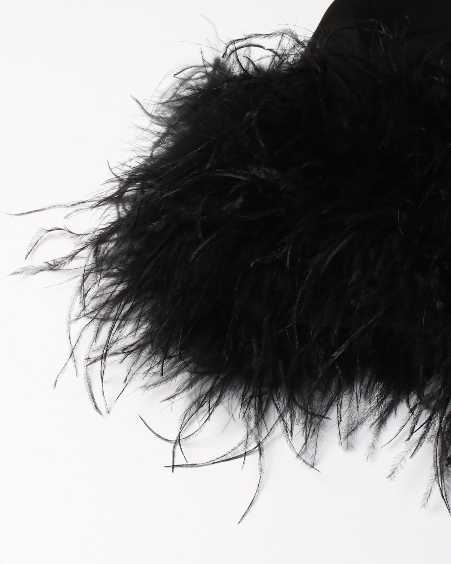 Black Satin Shirt Dress with Feather Hem