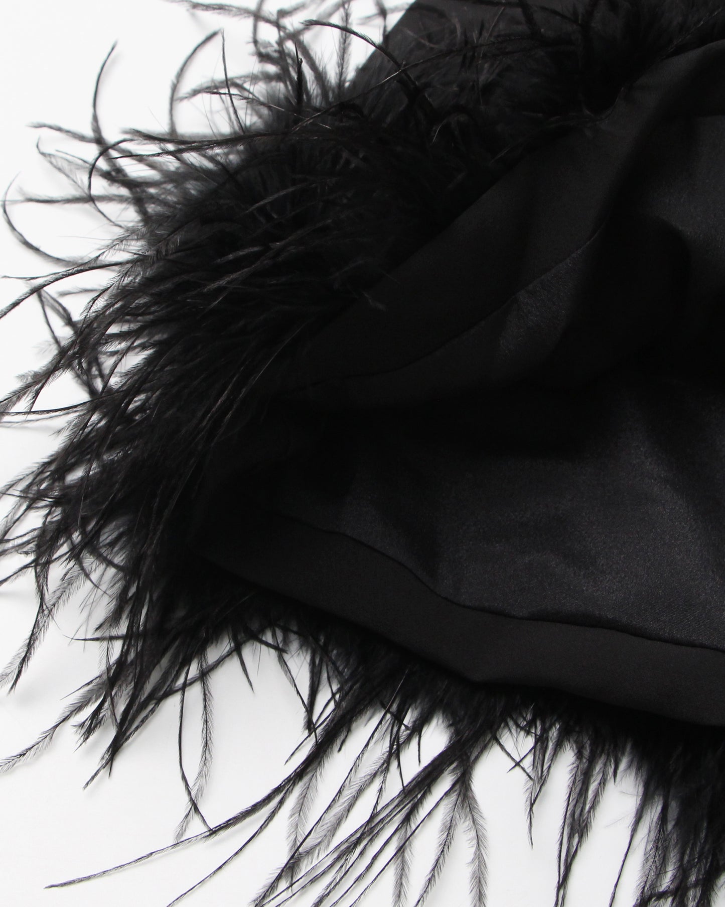 Black Sleeveless Turtleneck Dress with Feather Hem