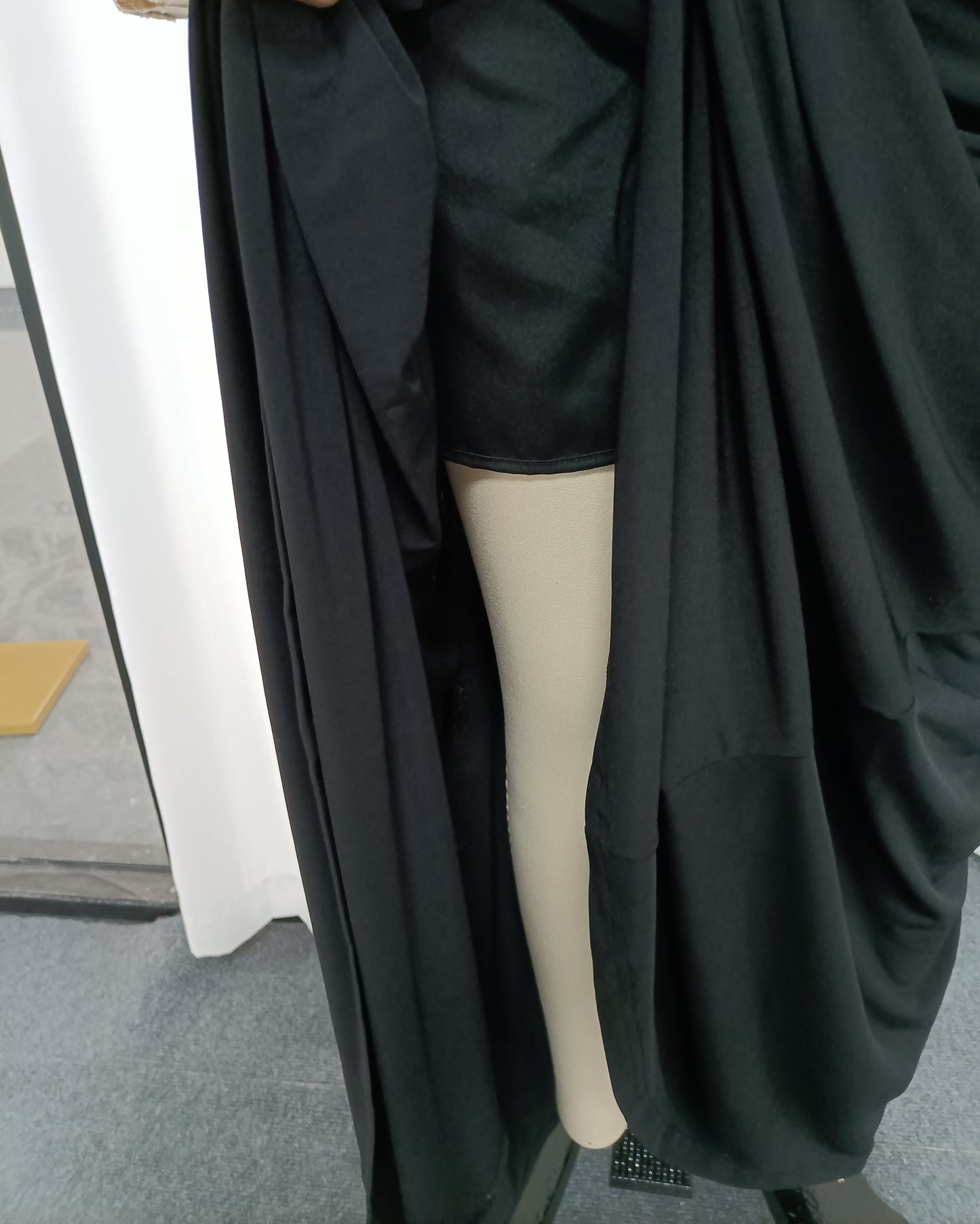 Black Strapless Embroidered Ruched Mermaid Gown