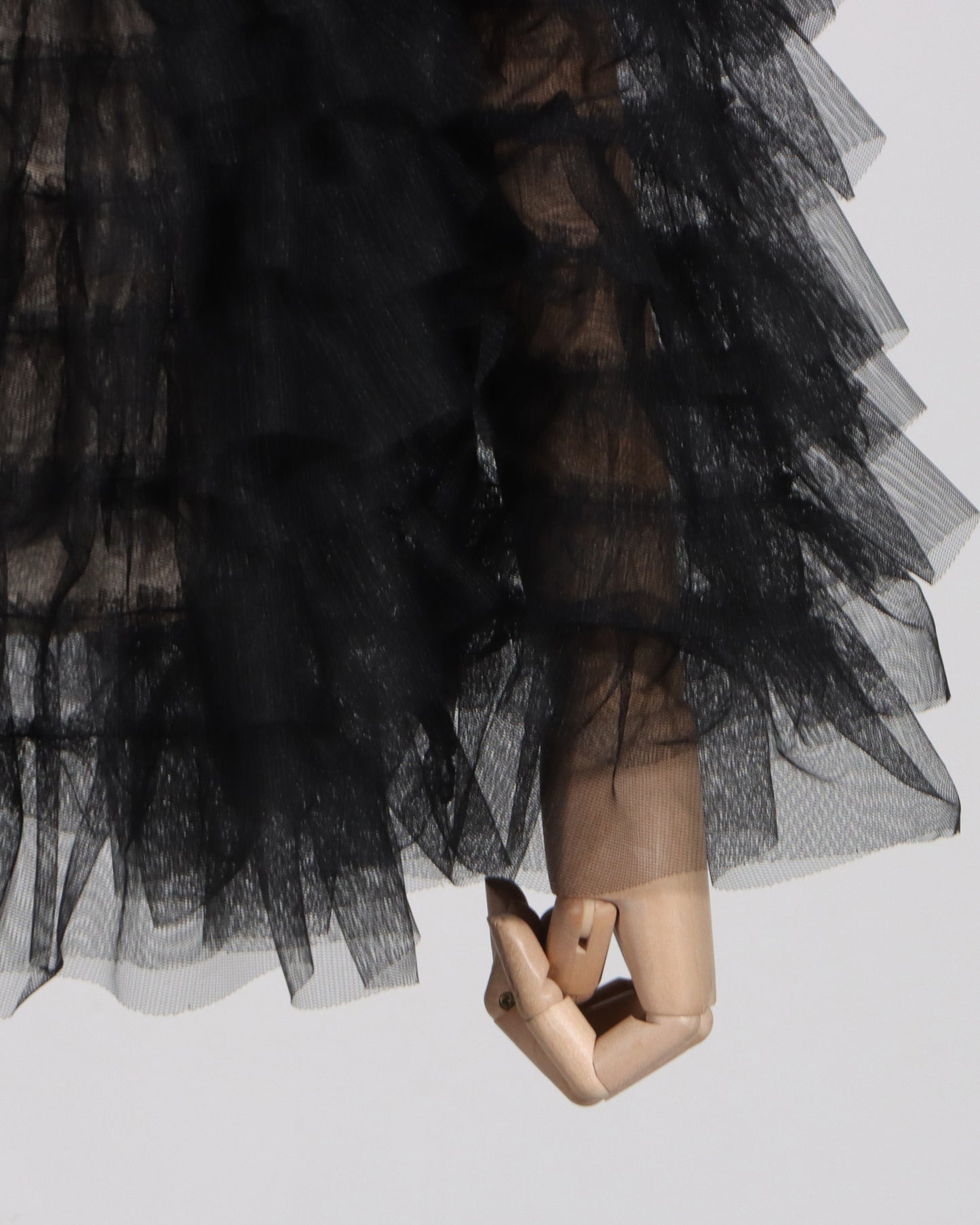 Black Tulle Ruffled Open Front Jacket