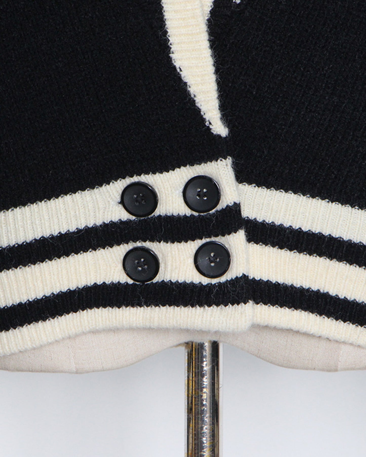 Black Varsity Stripe Knit Cardigan