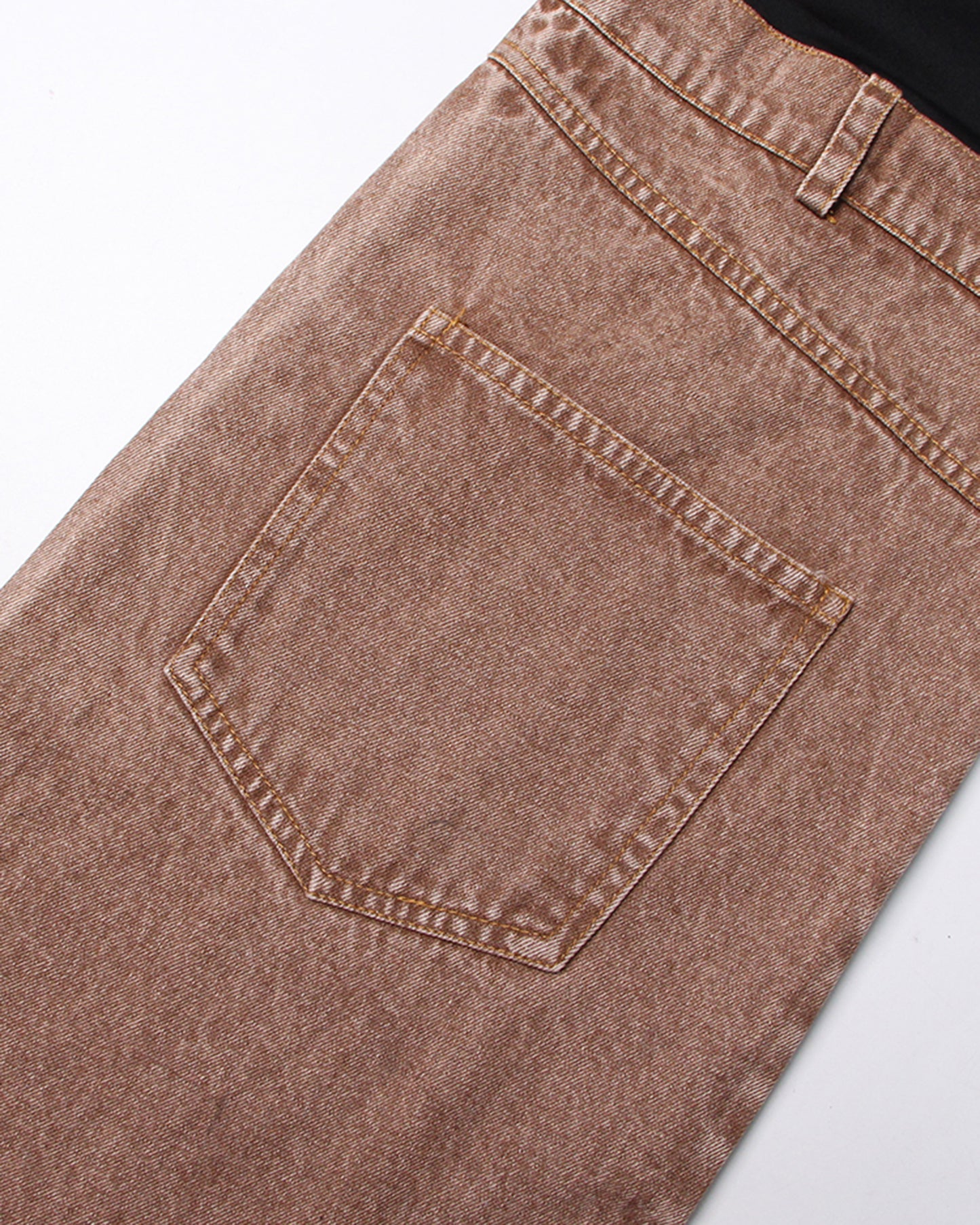 Black & Brown Two-Tone Flared Jeans with Belt