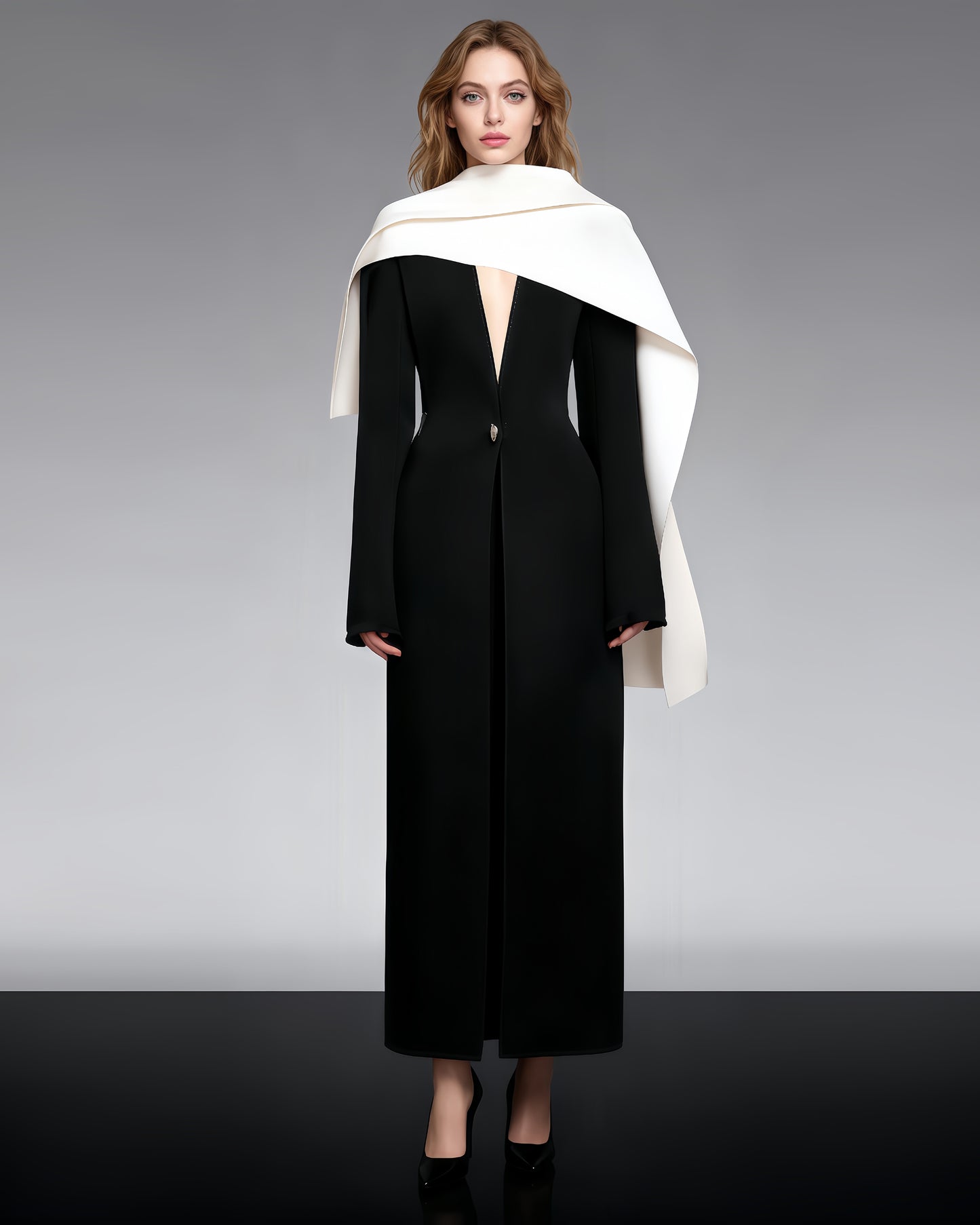 Black & White Cape Avant - Garde Jacket