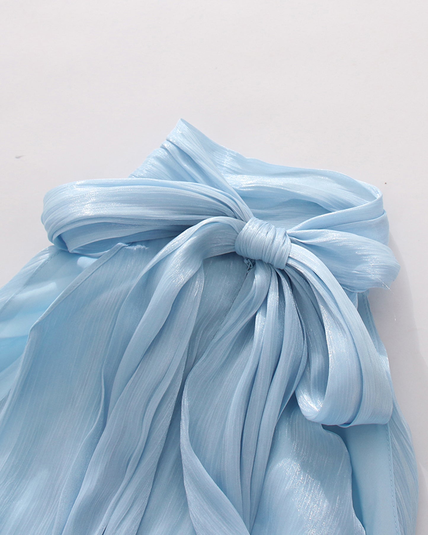 Blue Halter Neck Ruffle Midi Dress