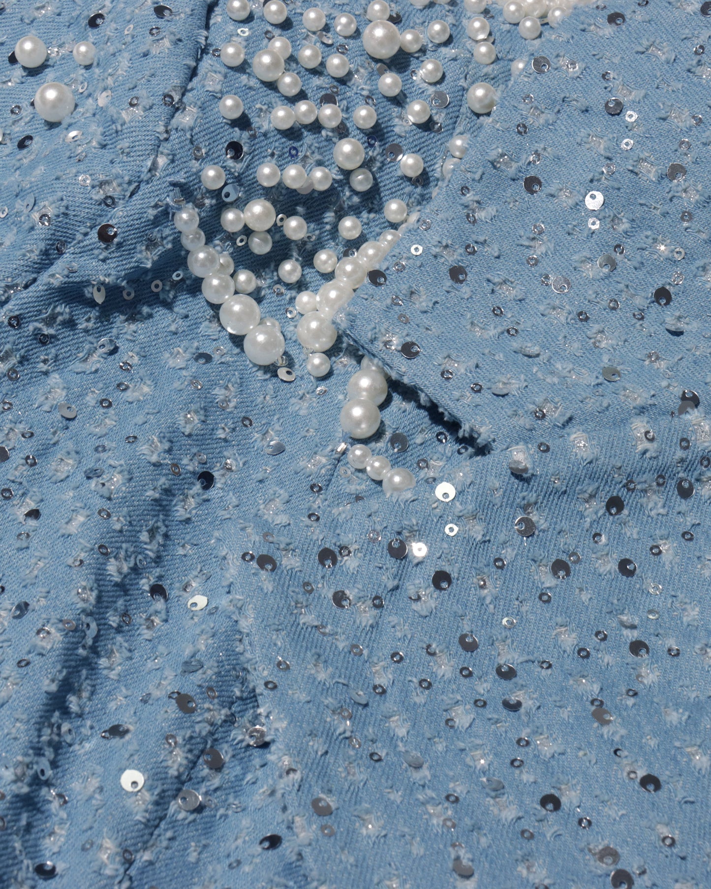 Blue Sequin & Pearl Cutout Blazer Dress