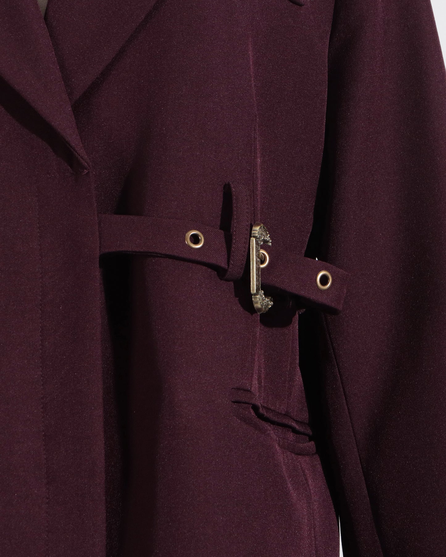 Burgundy Buckle Oversized Blazer