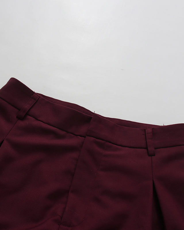 Burgundy Collar 3D Rose Blazer Wide Leg Pants Set