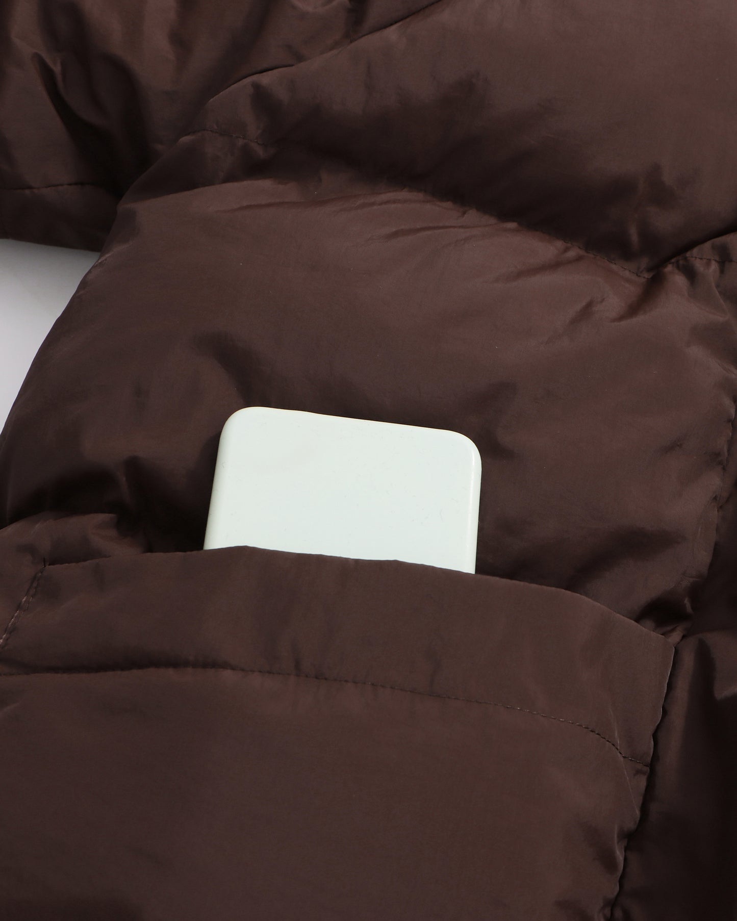 Coffee Belted Cotton-Padded Jacket with Kimono Collar