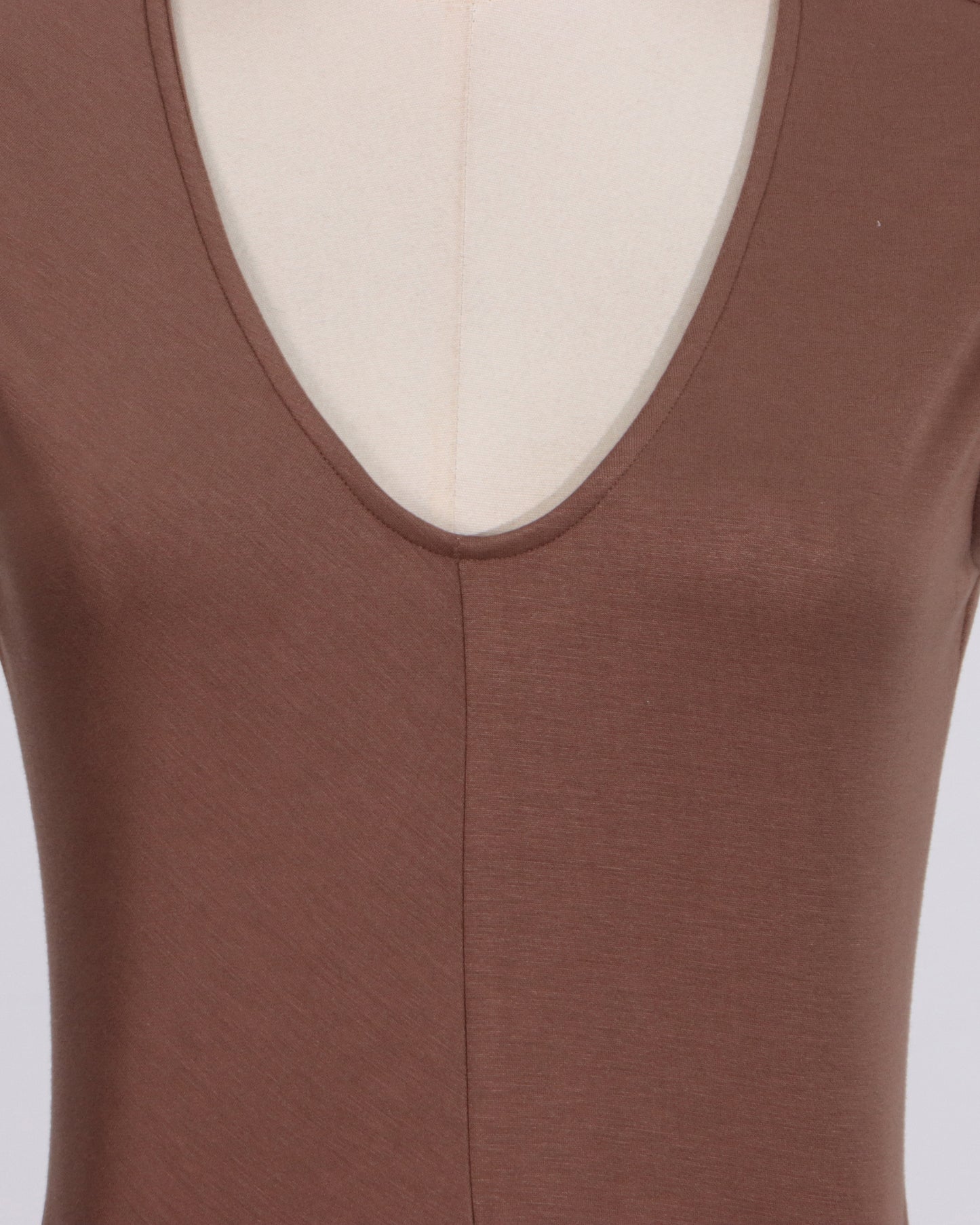 Coffee Draped Sleeveless Maxi Dress