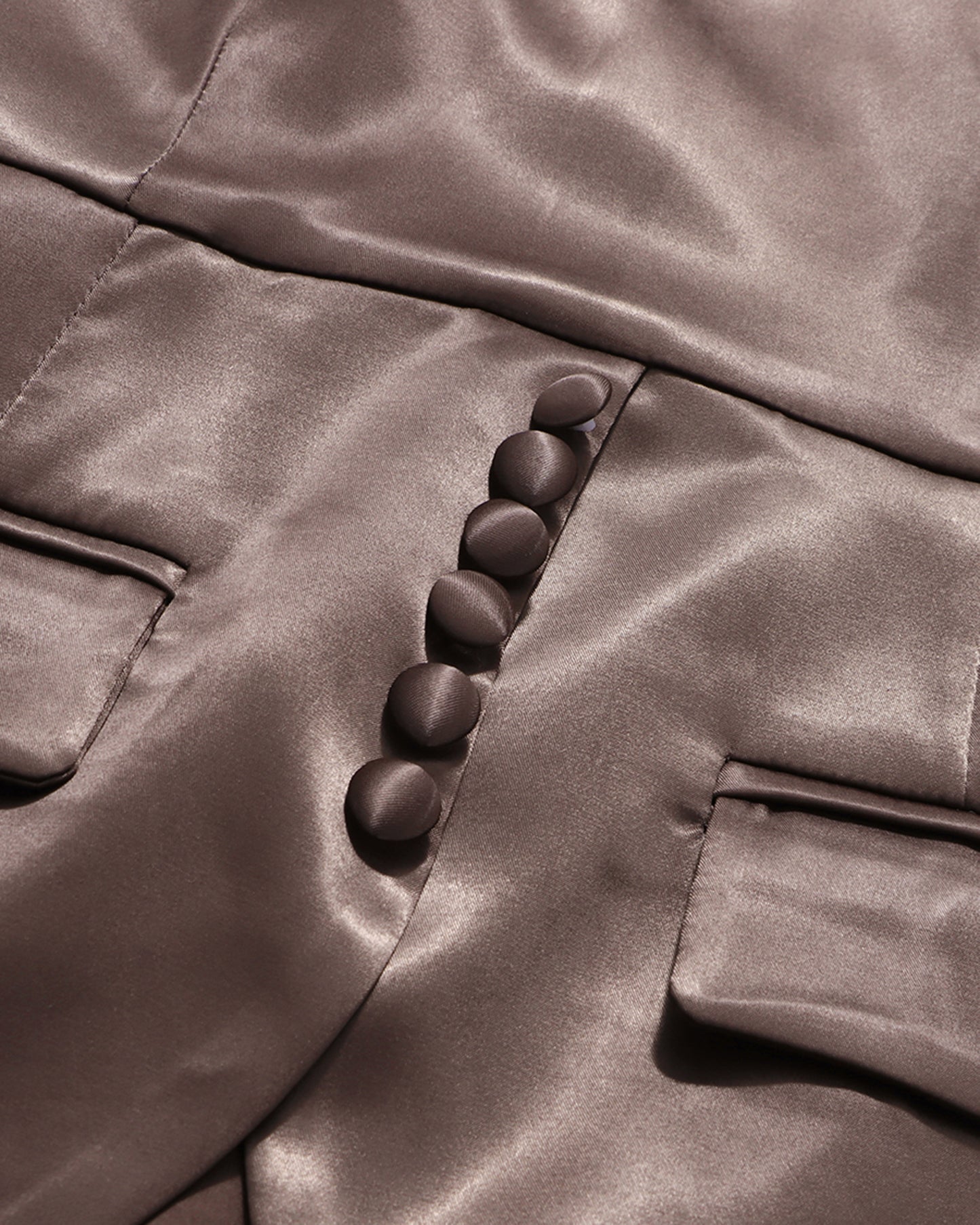 Coffee Satin High Neck Top & Skirt Set