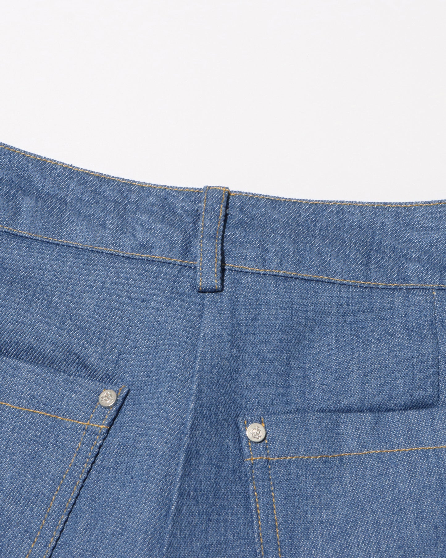 Denim Layered High-Waisted Straight Pants