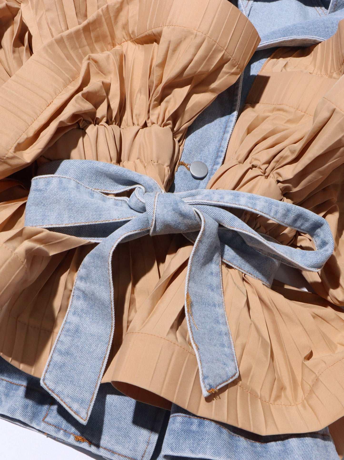 Denim & Khaki Ruffled Belted Jacket