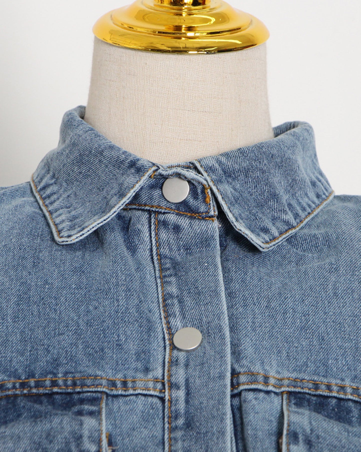 Denim & Shiny Black Two-Tone Drawstring Jacket