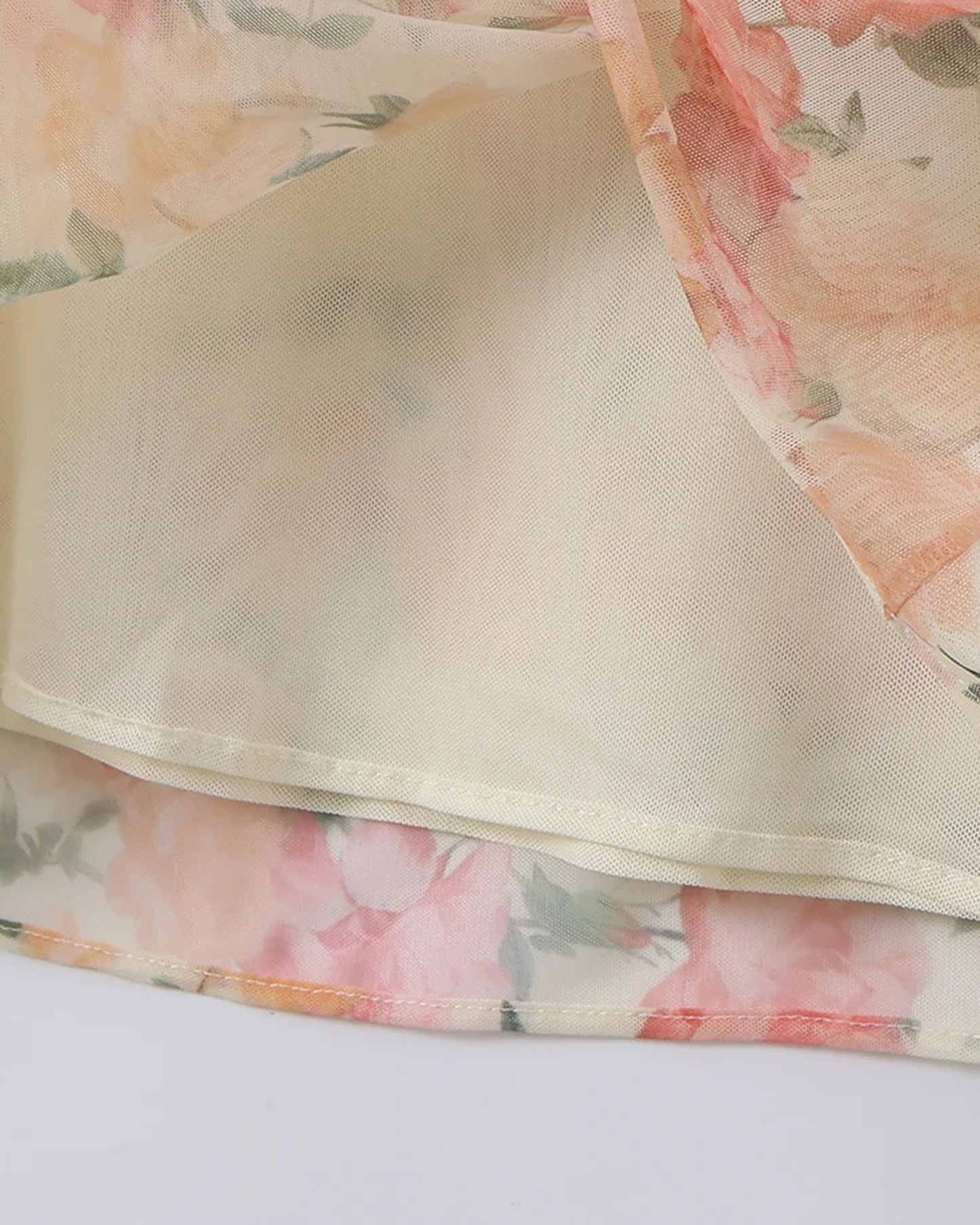 Floral Print Mesh Corset Spaghetti Strap Maxi Dress