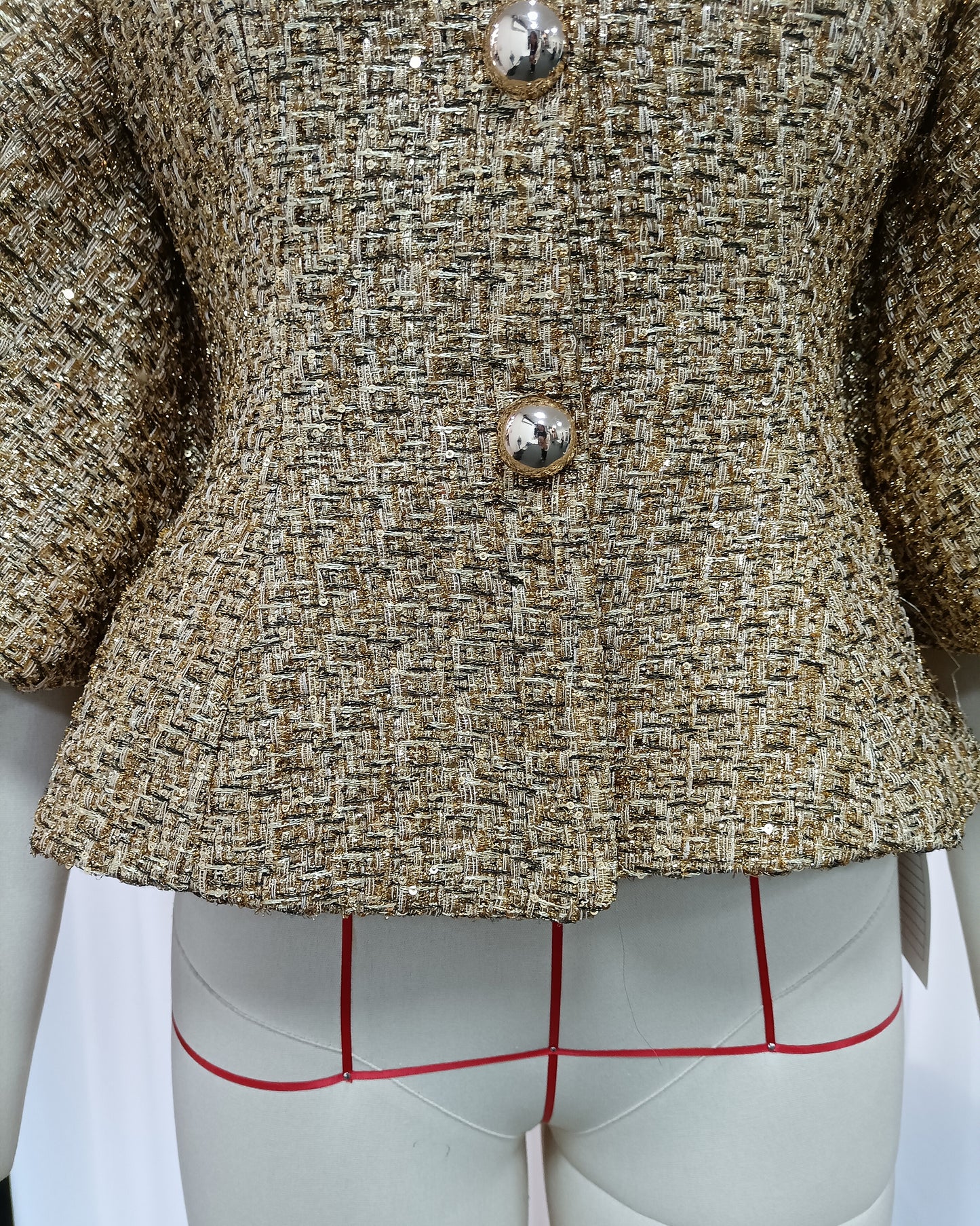 Gold Tunic Puff Sleeve Cropped Jacket