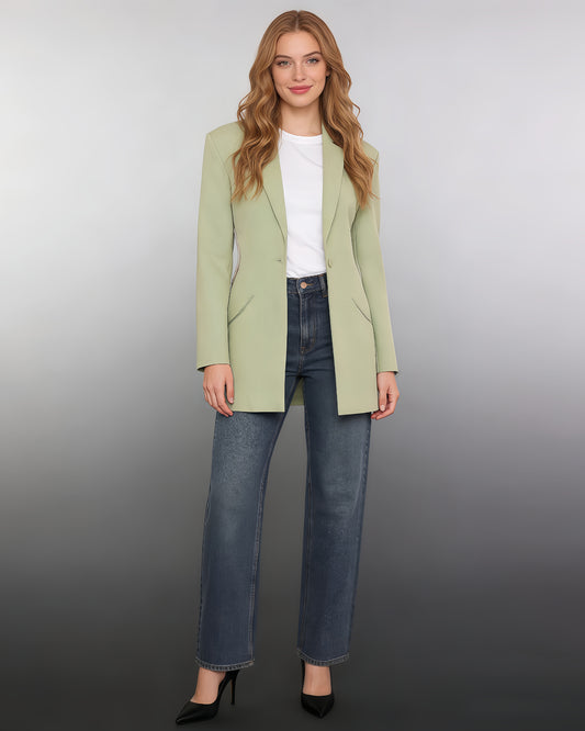 Green Blazer with Crystal-Trimmed Cutout Back
