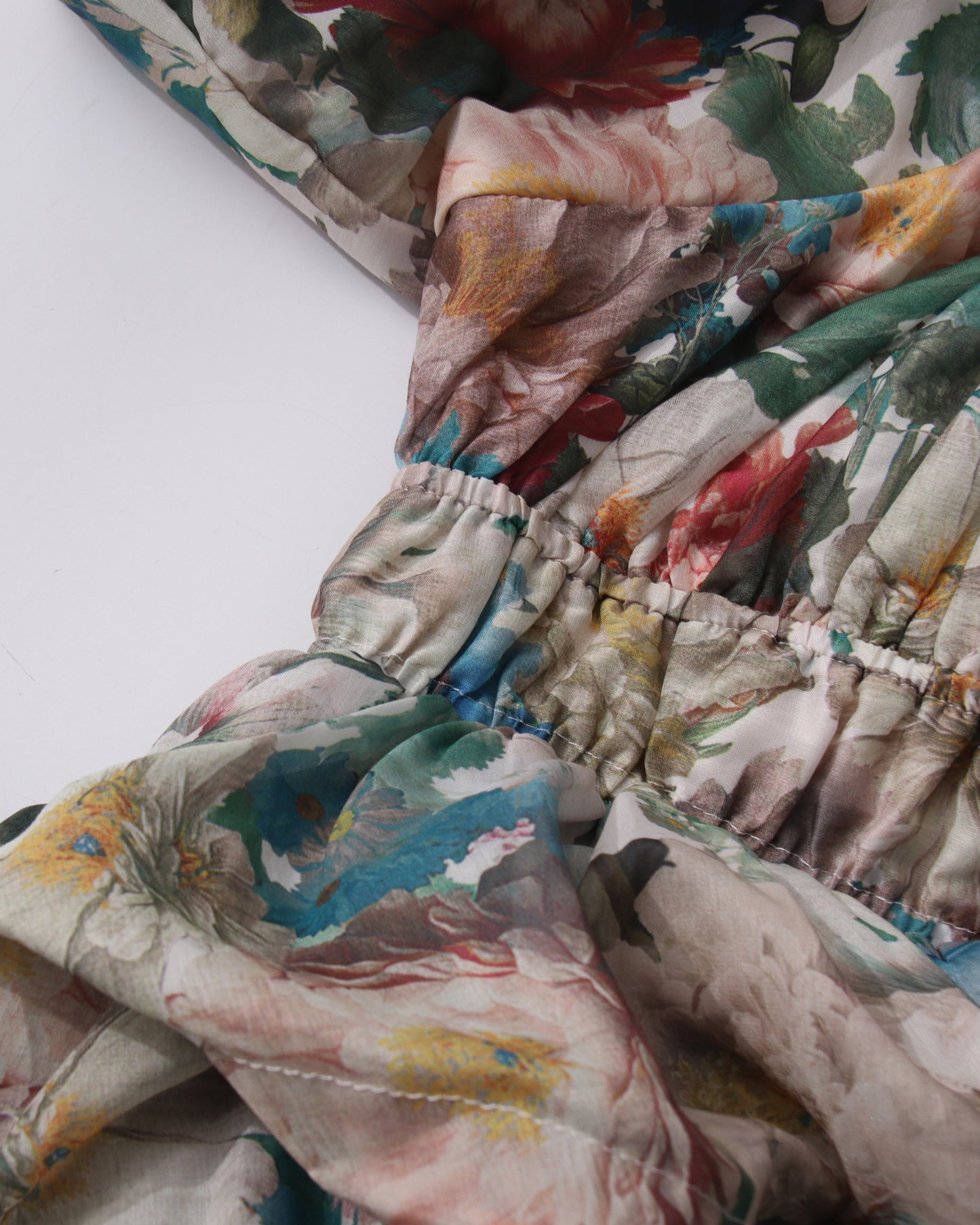 Green Floral Tiered Ruffle Maxi Dress