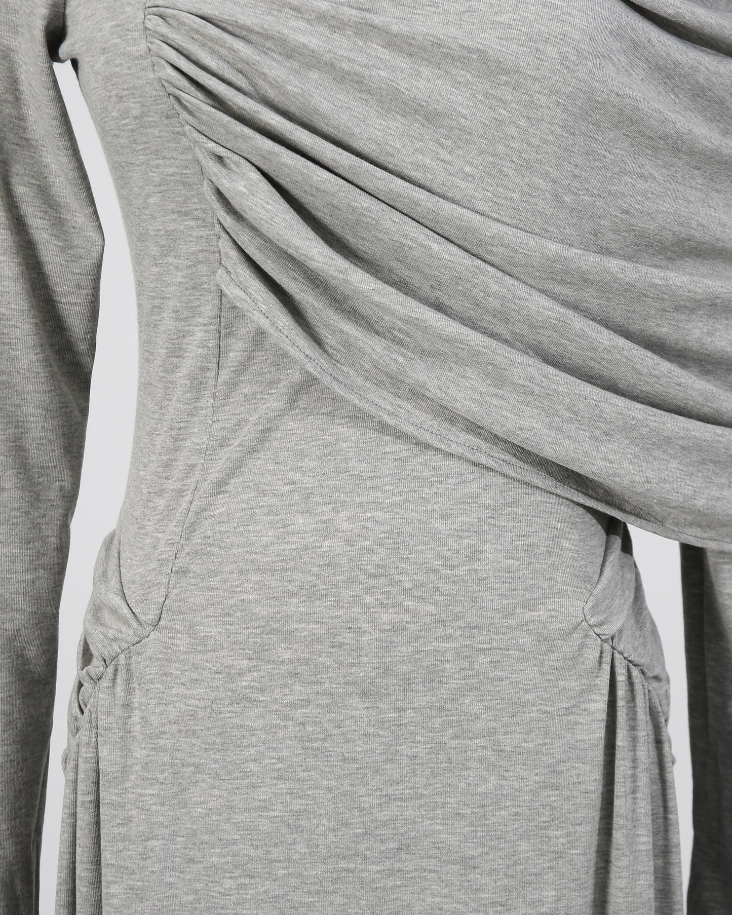 Grey Asymmetrical Draped Maxi Dress