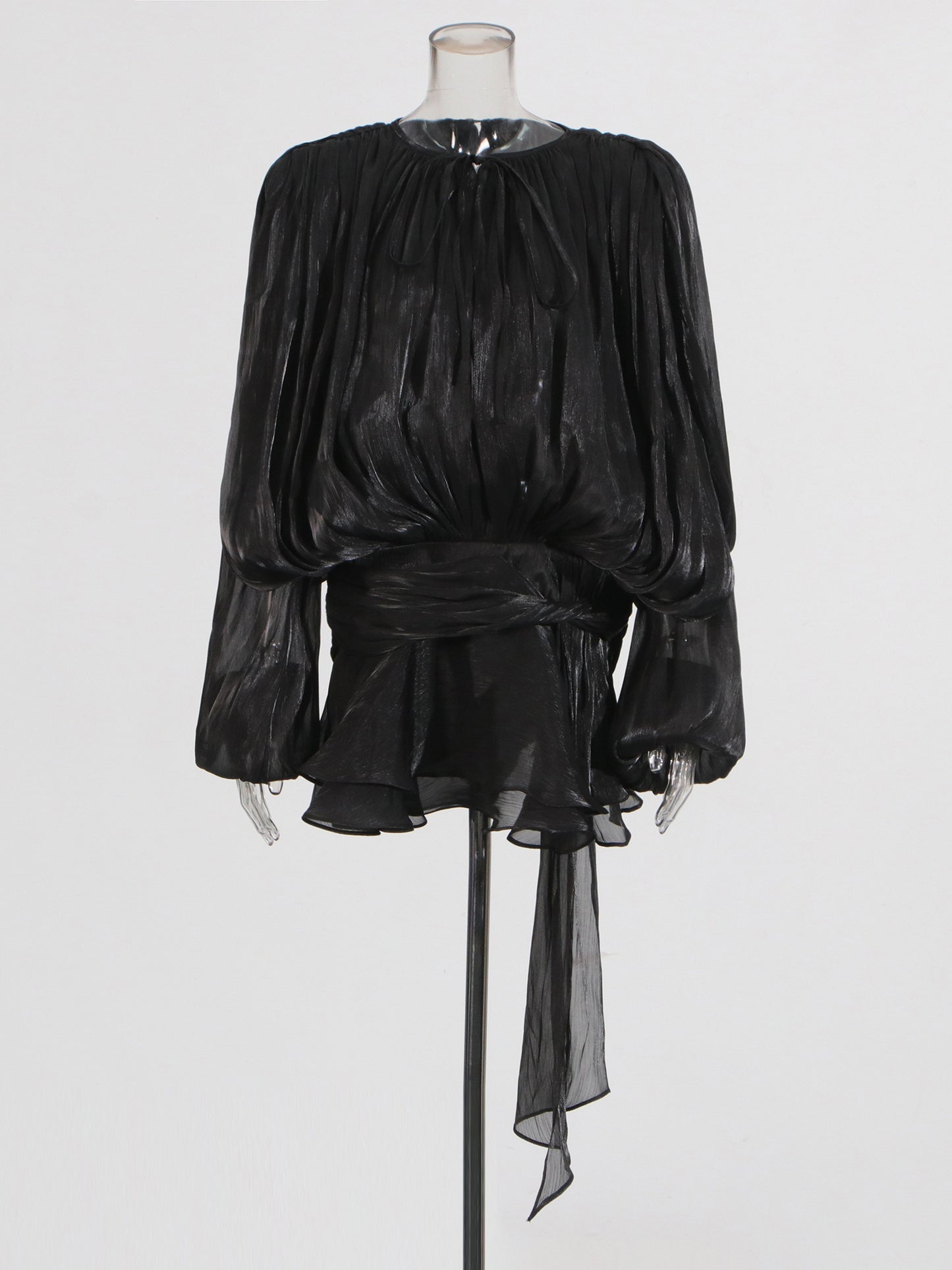 Glamorous Black Tie - Neck Wrap Mini Dress