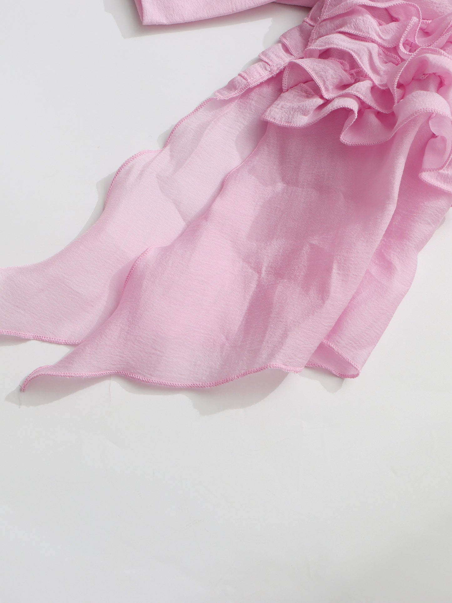 Romantic Pink Ruffled Tiered Mini Dress with Belt
