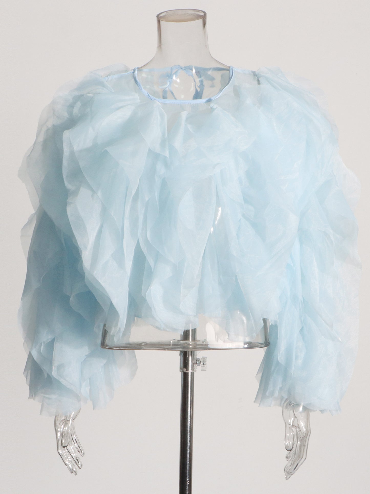 Dreamy Blue Ruffled Organza Crop Top