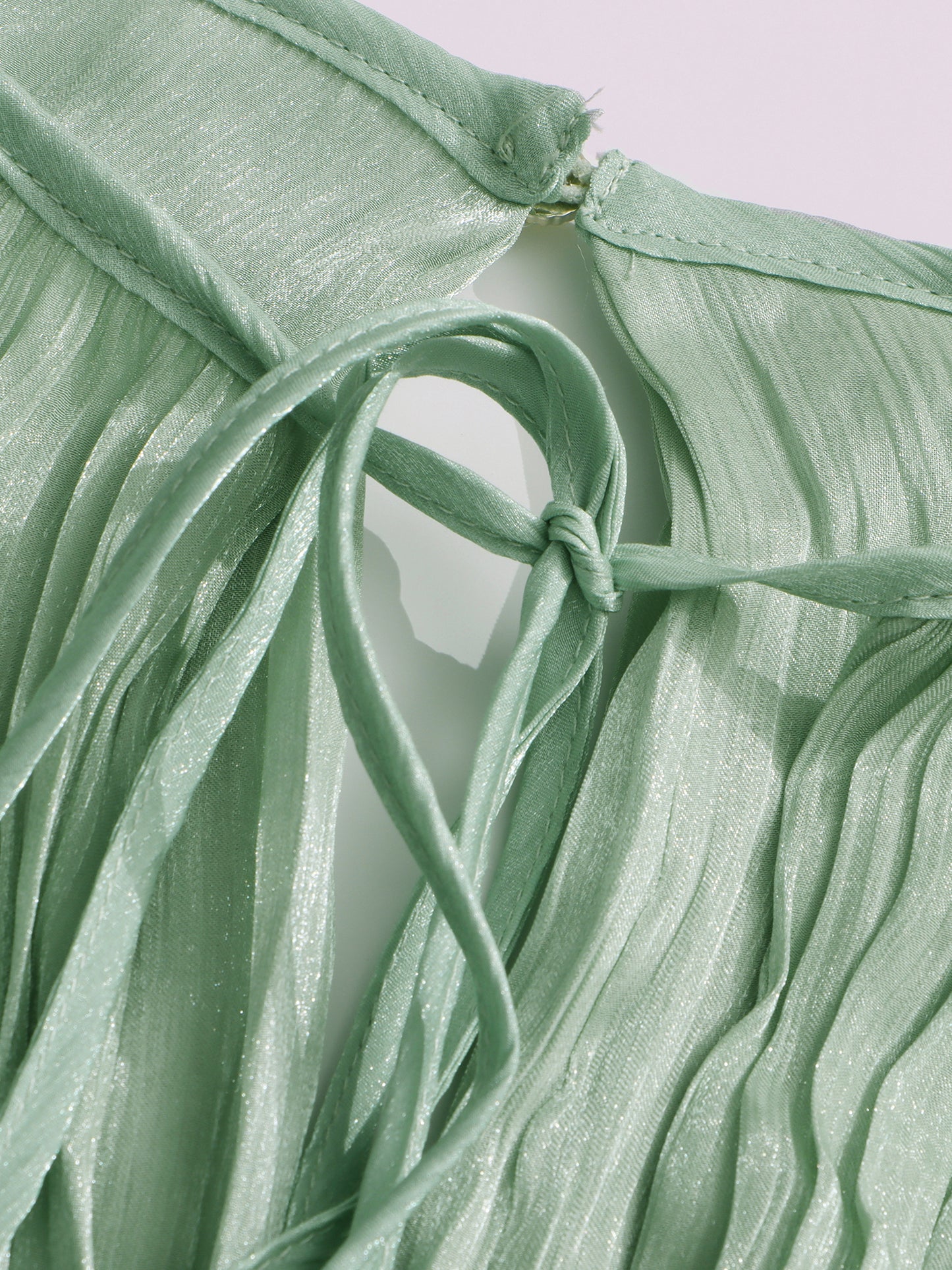 Elegant Mint Green Tie - Back Wrap Mini Dress