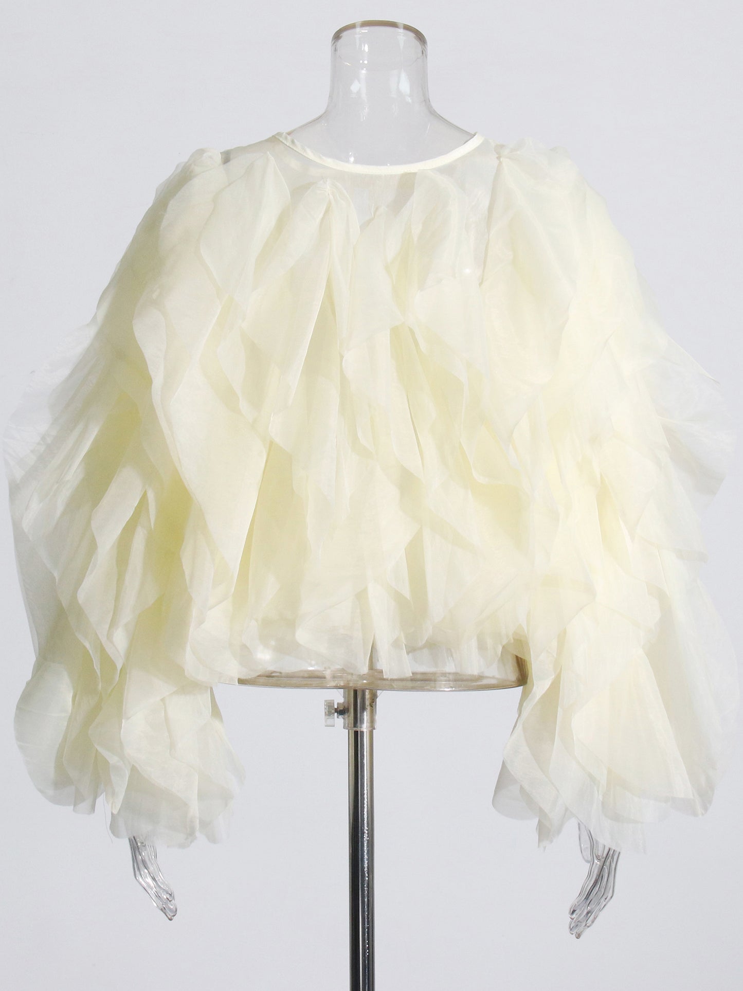Dreamy Apricot Ruffled Organza Crop Top