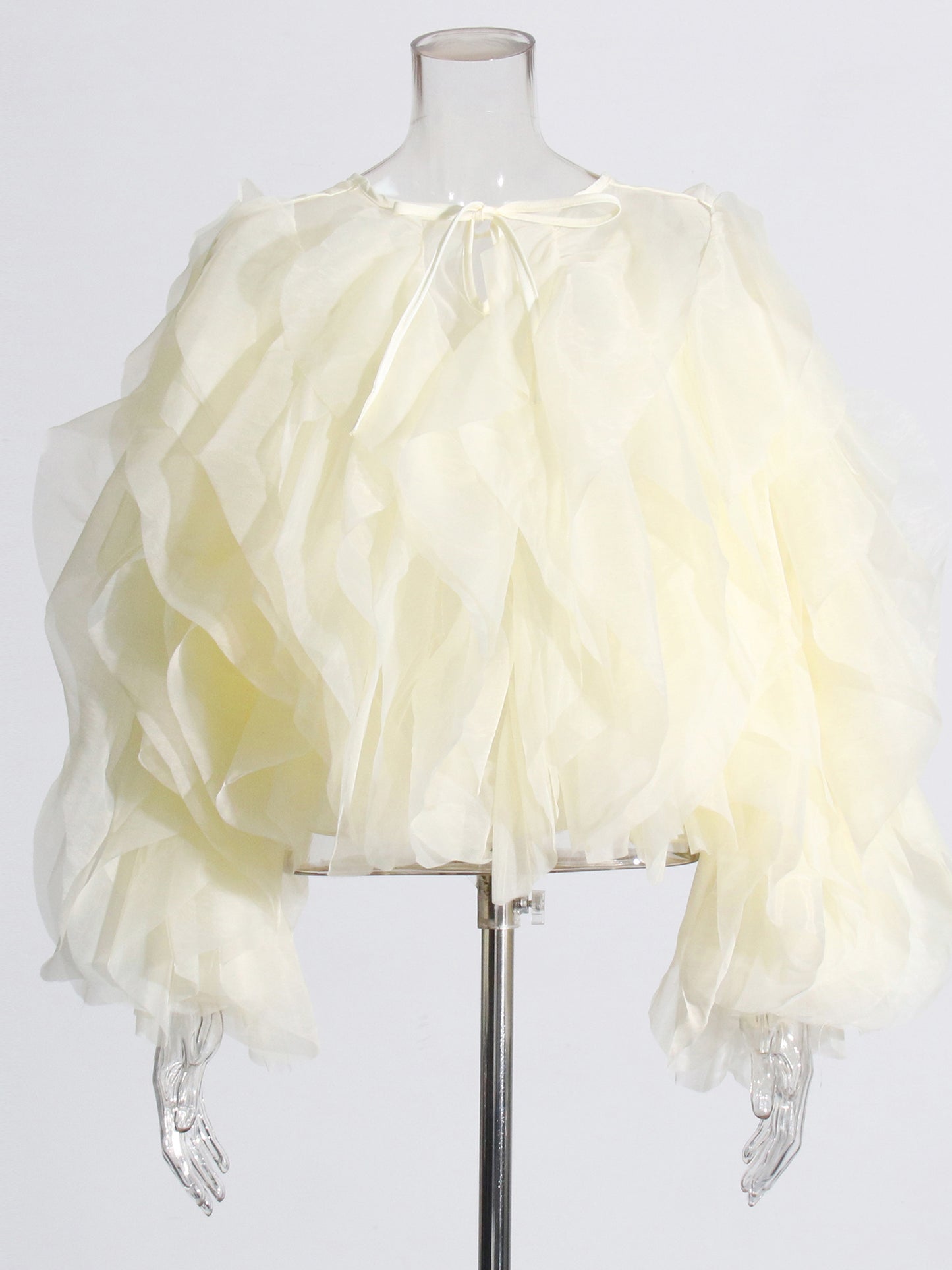 Dreamy Apricot Ruffled Organza Crop Top