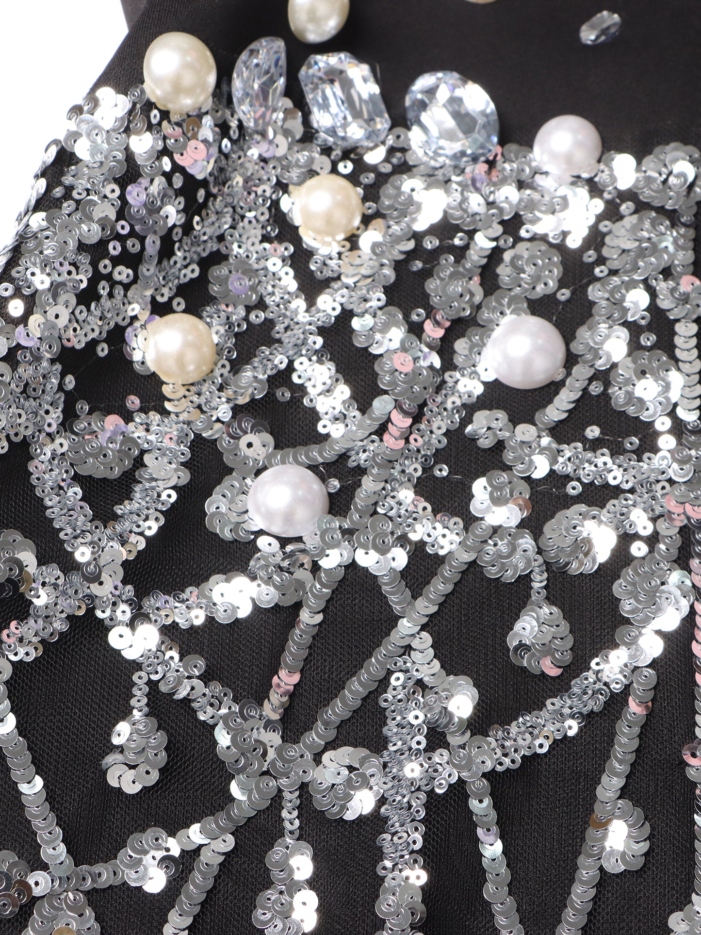 Glamorous Black Blazer - Style Dress with Crystal and Pearl Embellishments