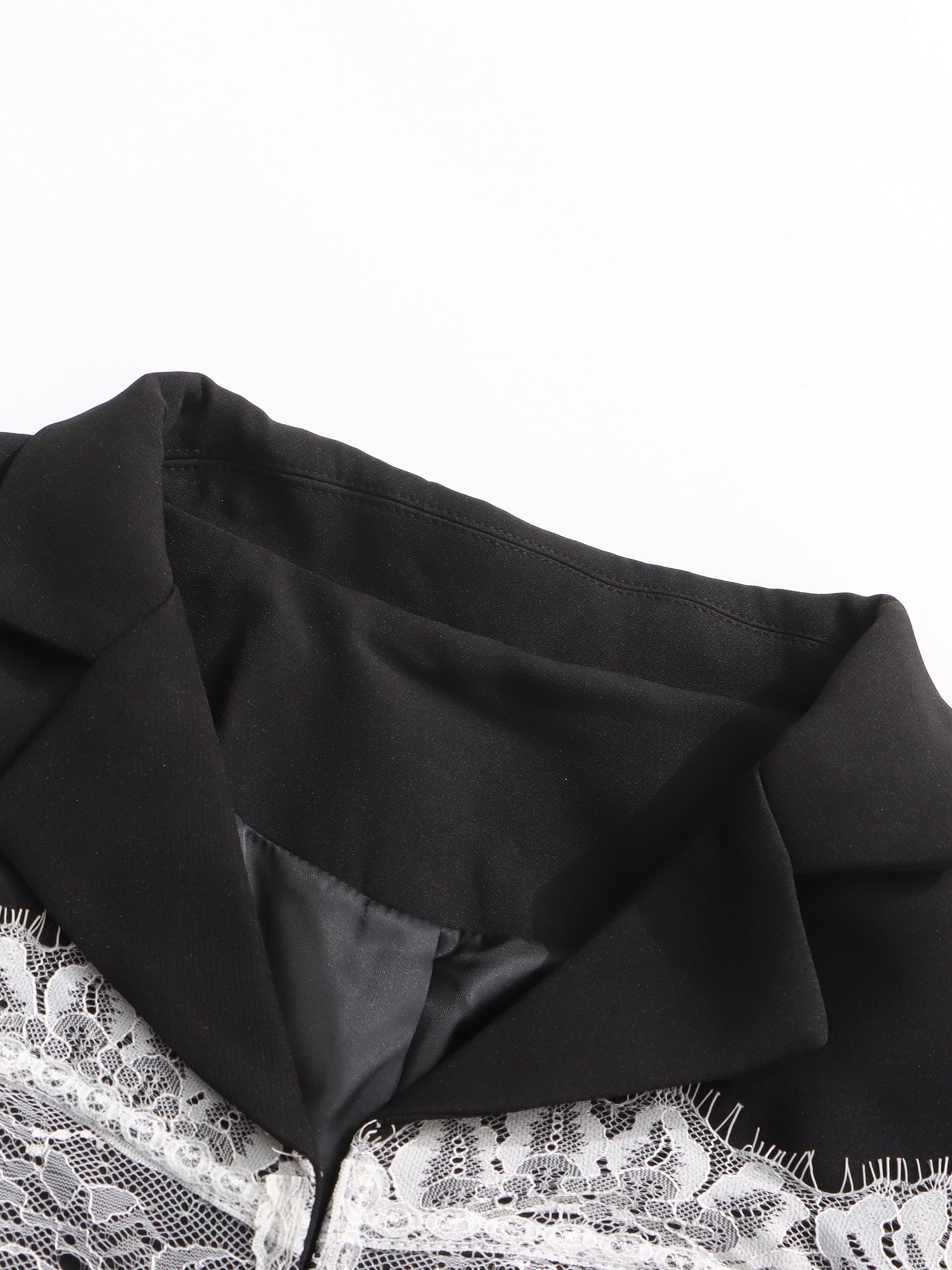Edgy Black Blazer with White Lace Corset Detail