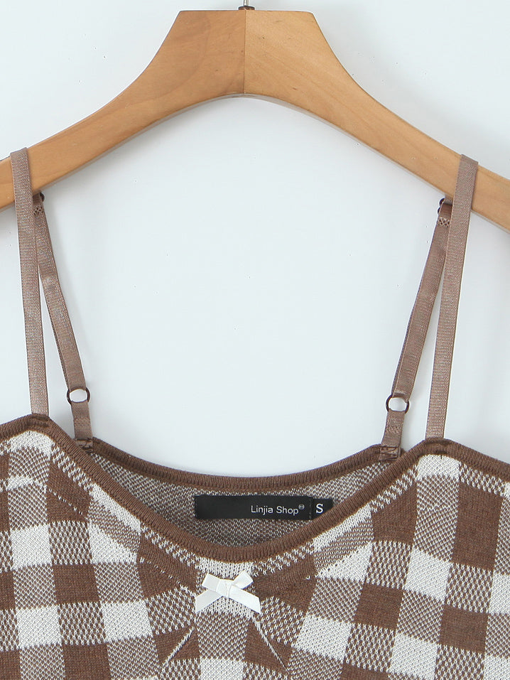 Elegant Plaid Off Shoulder Short Dress