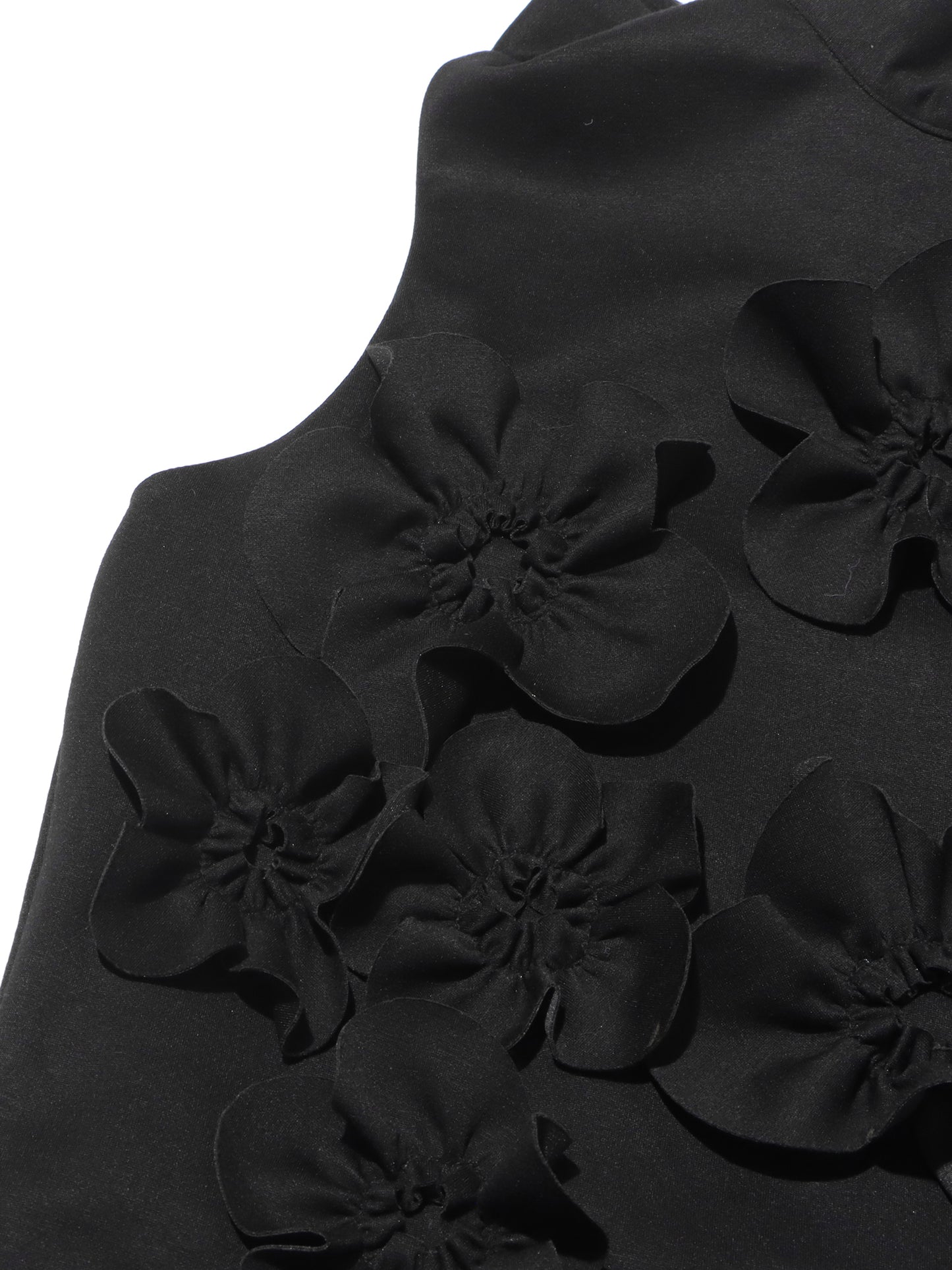 Glamorous Black Maxi Dress with 3D Floral Appliqués