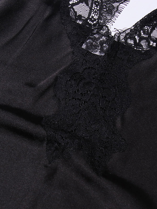 Hit Color Lace Side Slipt Long Dress
