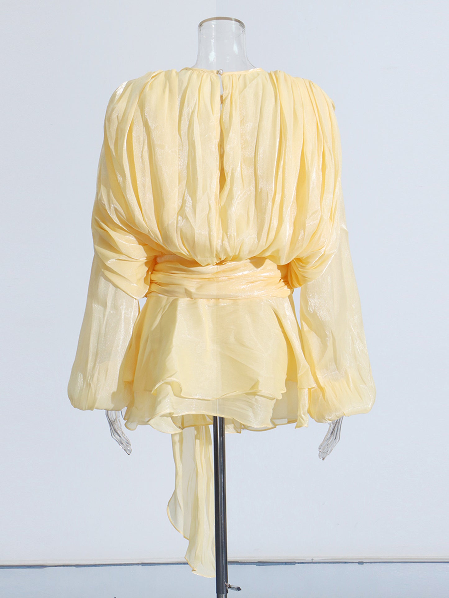 Charming Yellow Tie - Neck Wrap Mini Dress