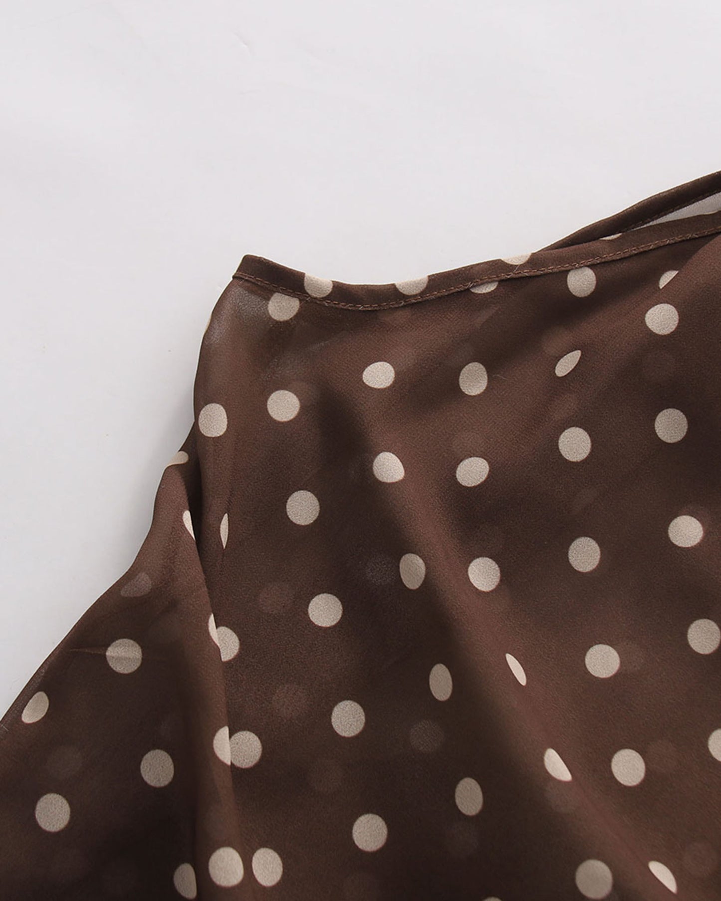 Coffee Polka Dot Halter Neck Sleeveless Blouse