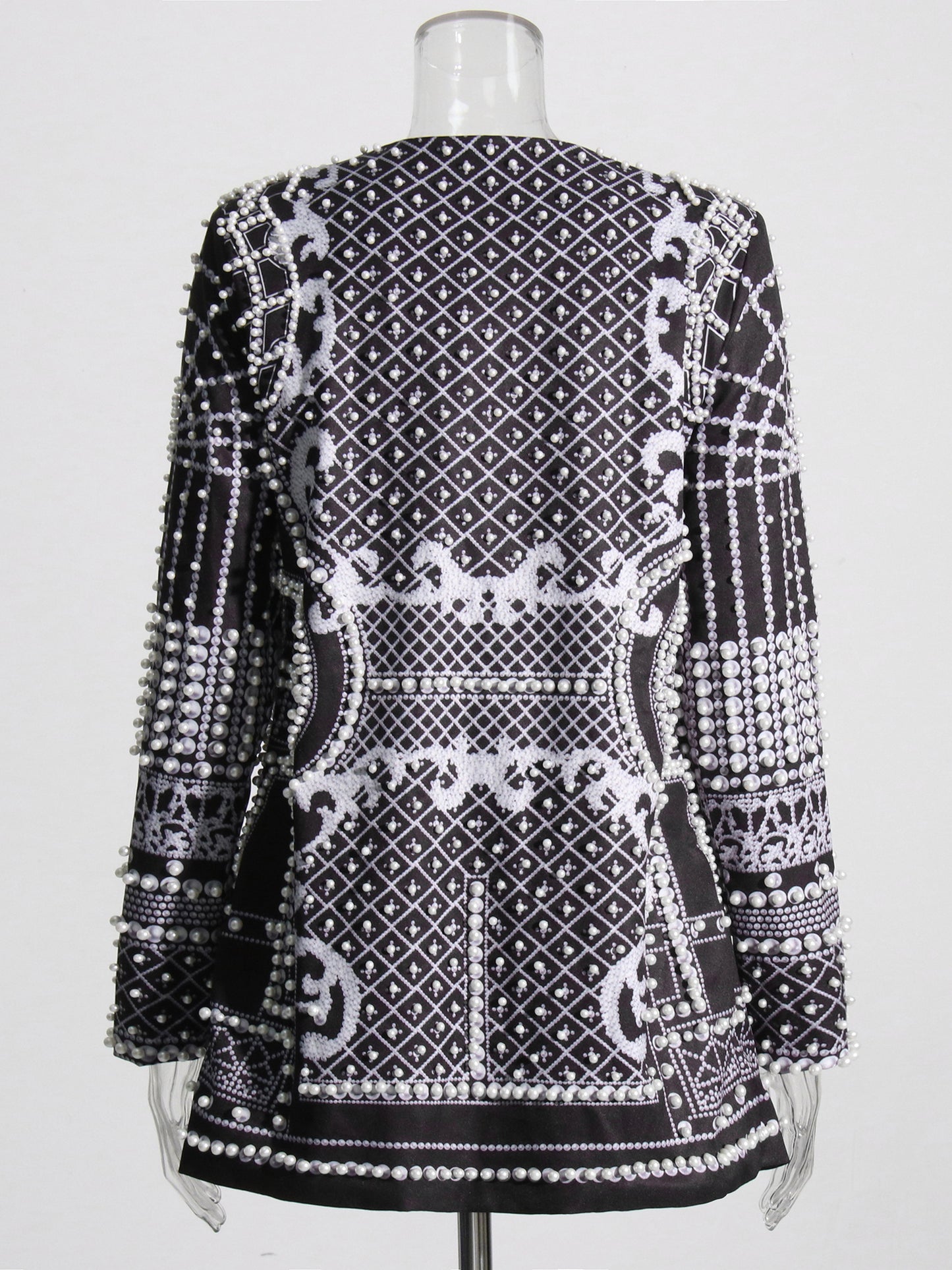 Glamorous Black and White Embellished Blazer