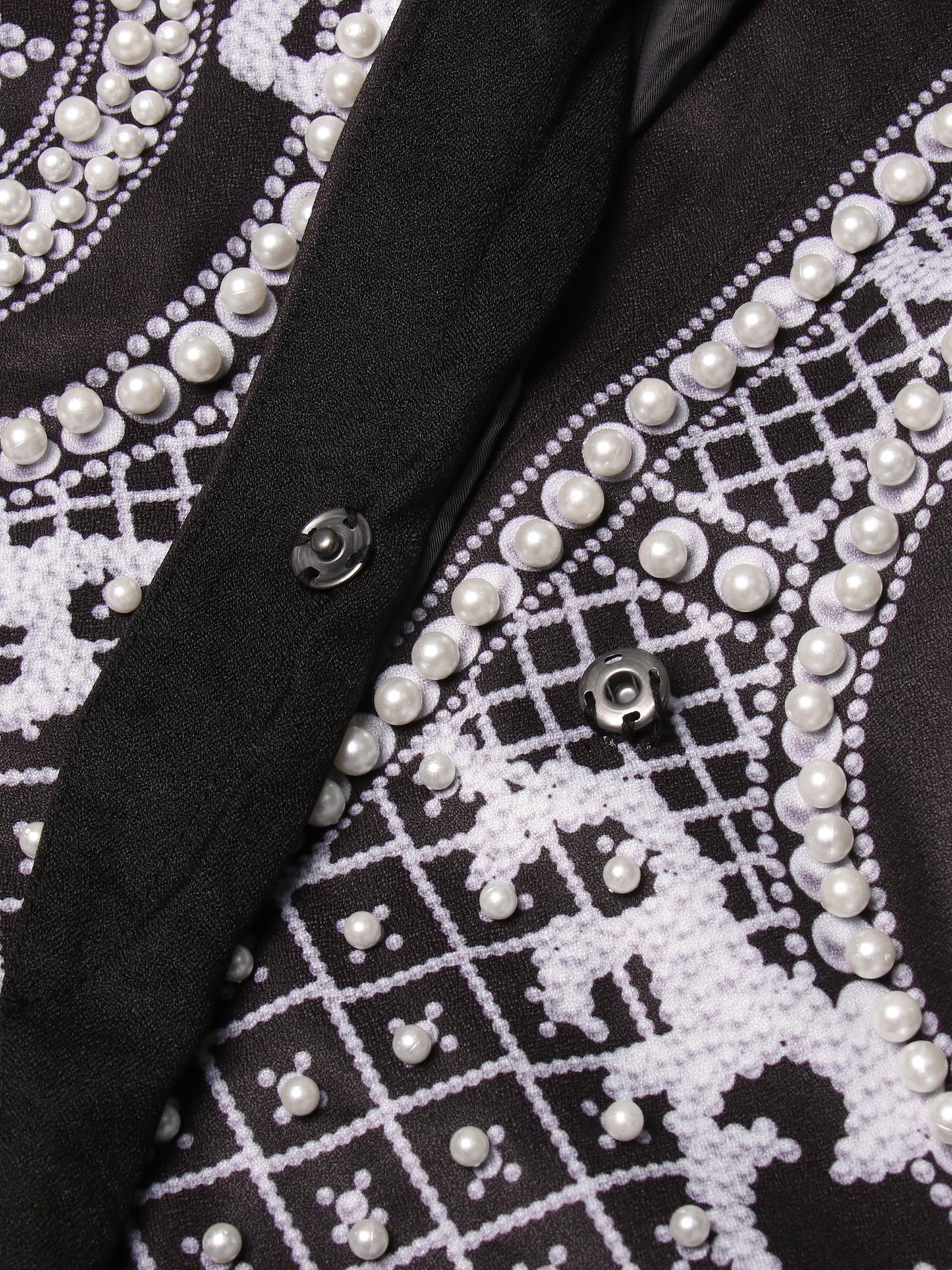Glamorous Black and White Embellished Blazer