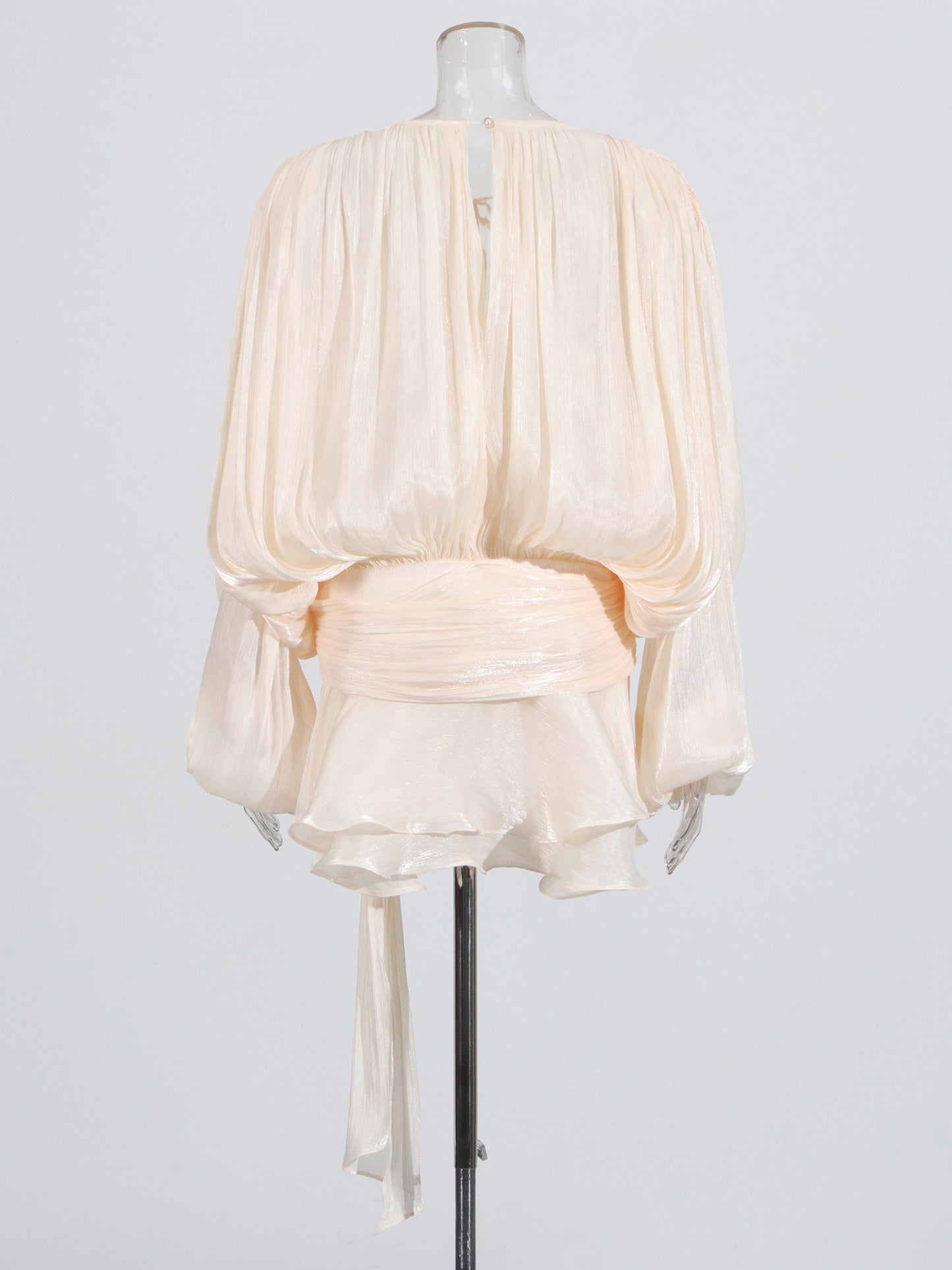 Elegant Apricot Tie - Neck Wrap Mini Dress
