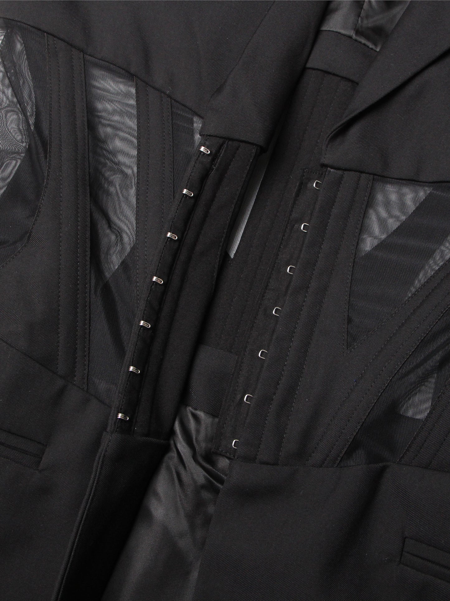 Avant - Garde Black Blazer with Sheer Corset Detail.
