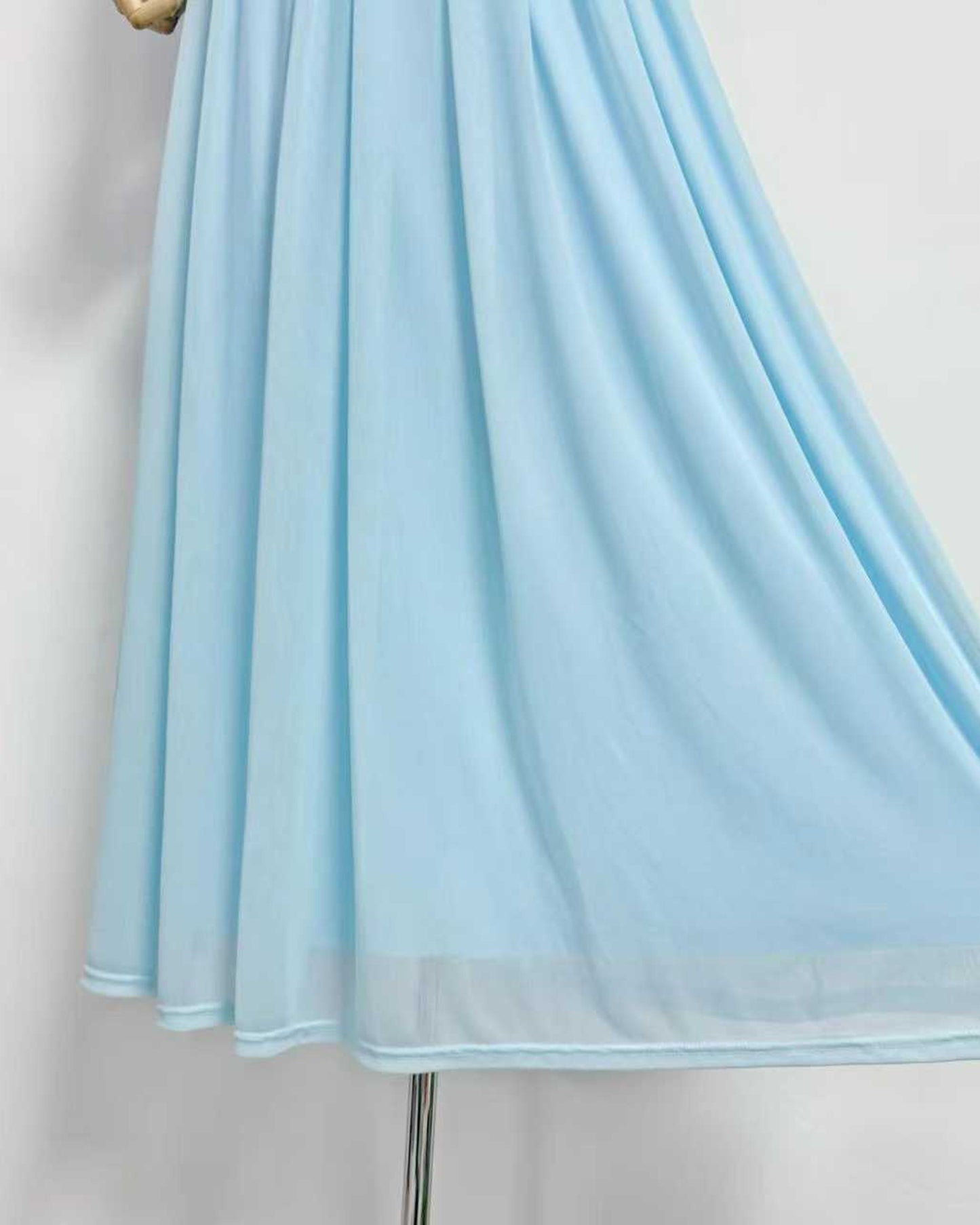 Ice Blue Off-the-Shoulder Ruched Maxi Dress