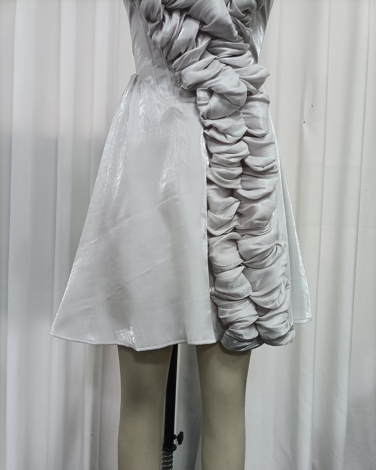 Lilac Strapless 3D Ruched Tunic Mini Dress