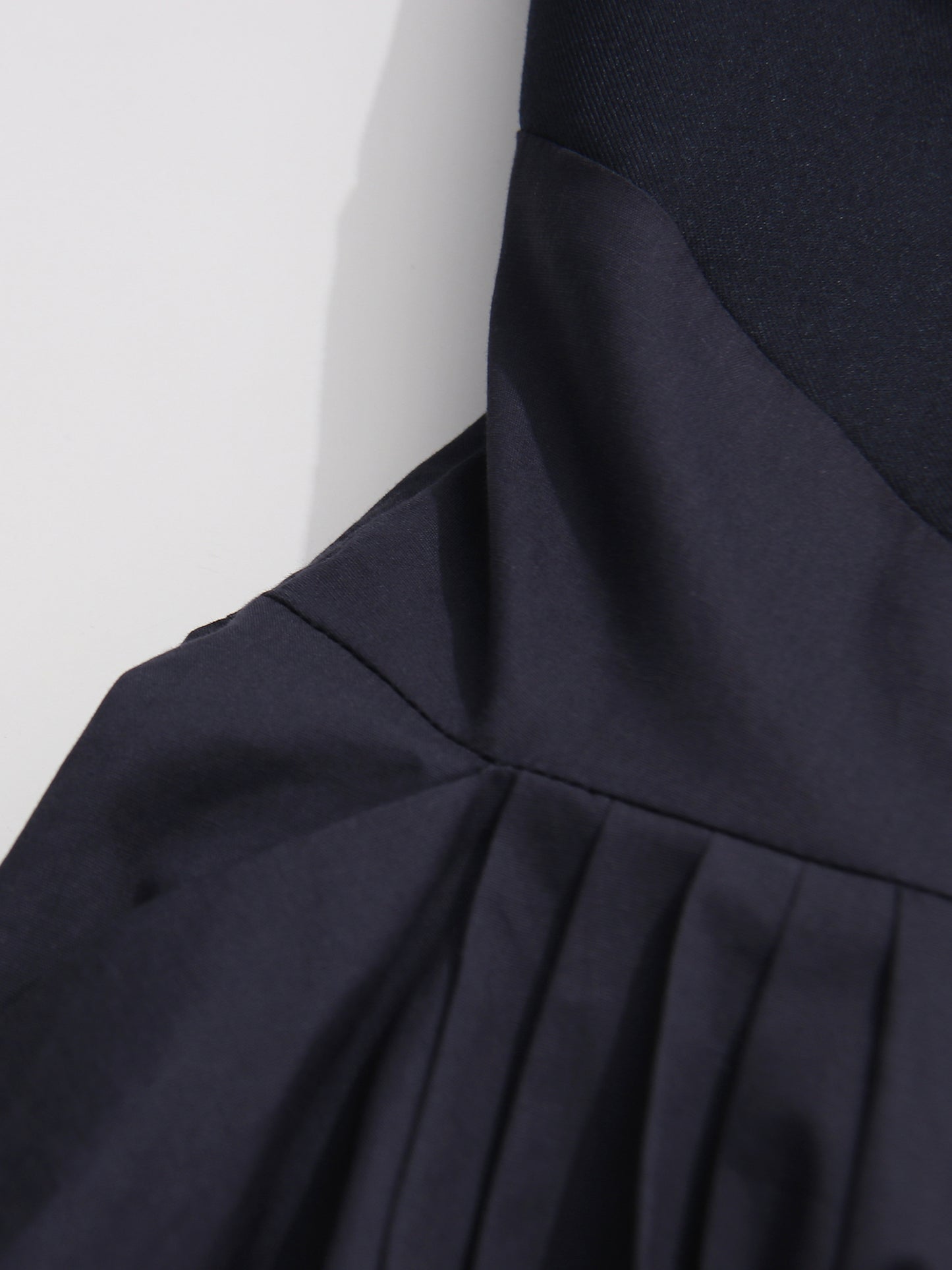 Navy Double-Breasted Trench Coat with Ruched Sleeves