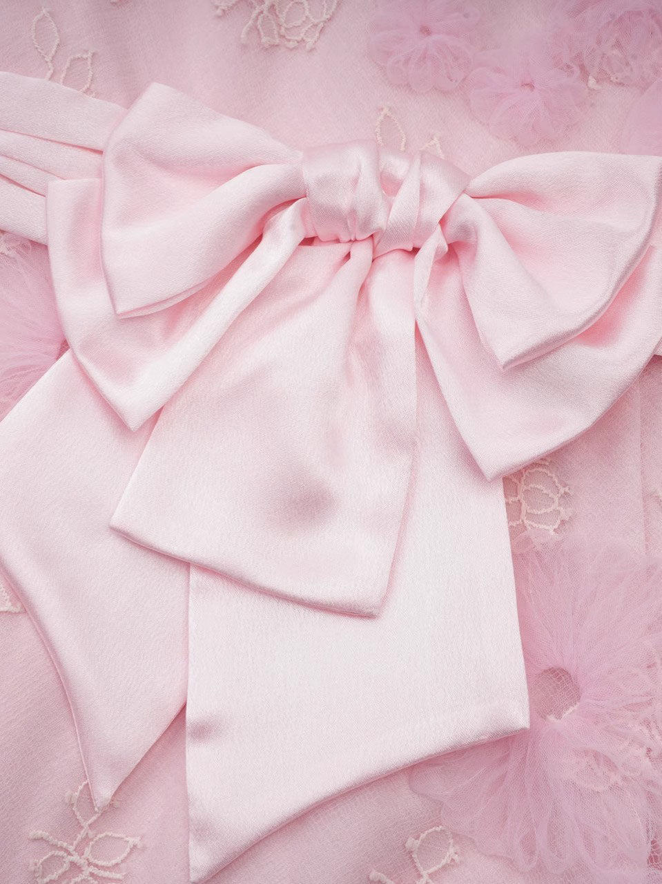 Patchwork Bowknot Mesh Long Dress