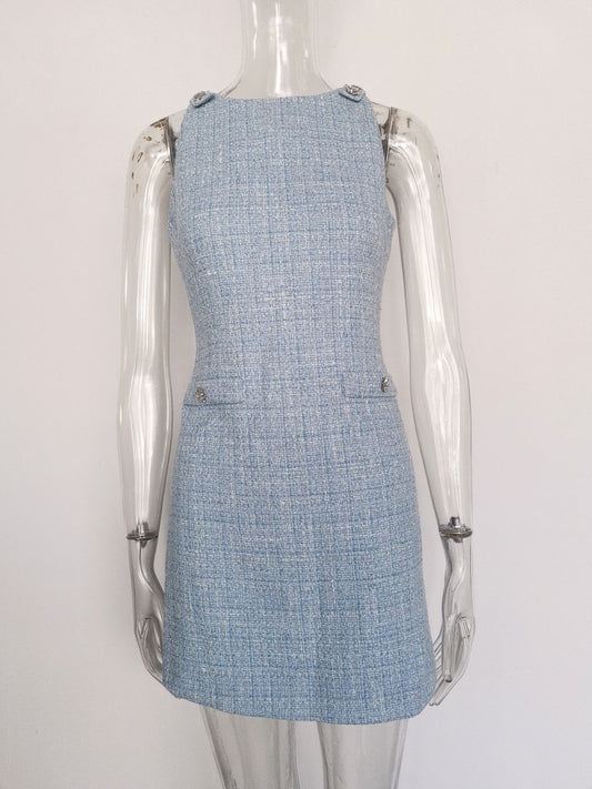 Sleeveless Solid Patchwork Short Dress