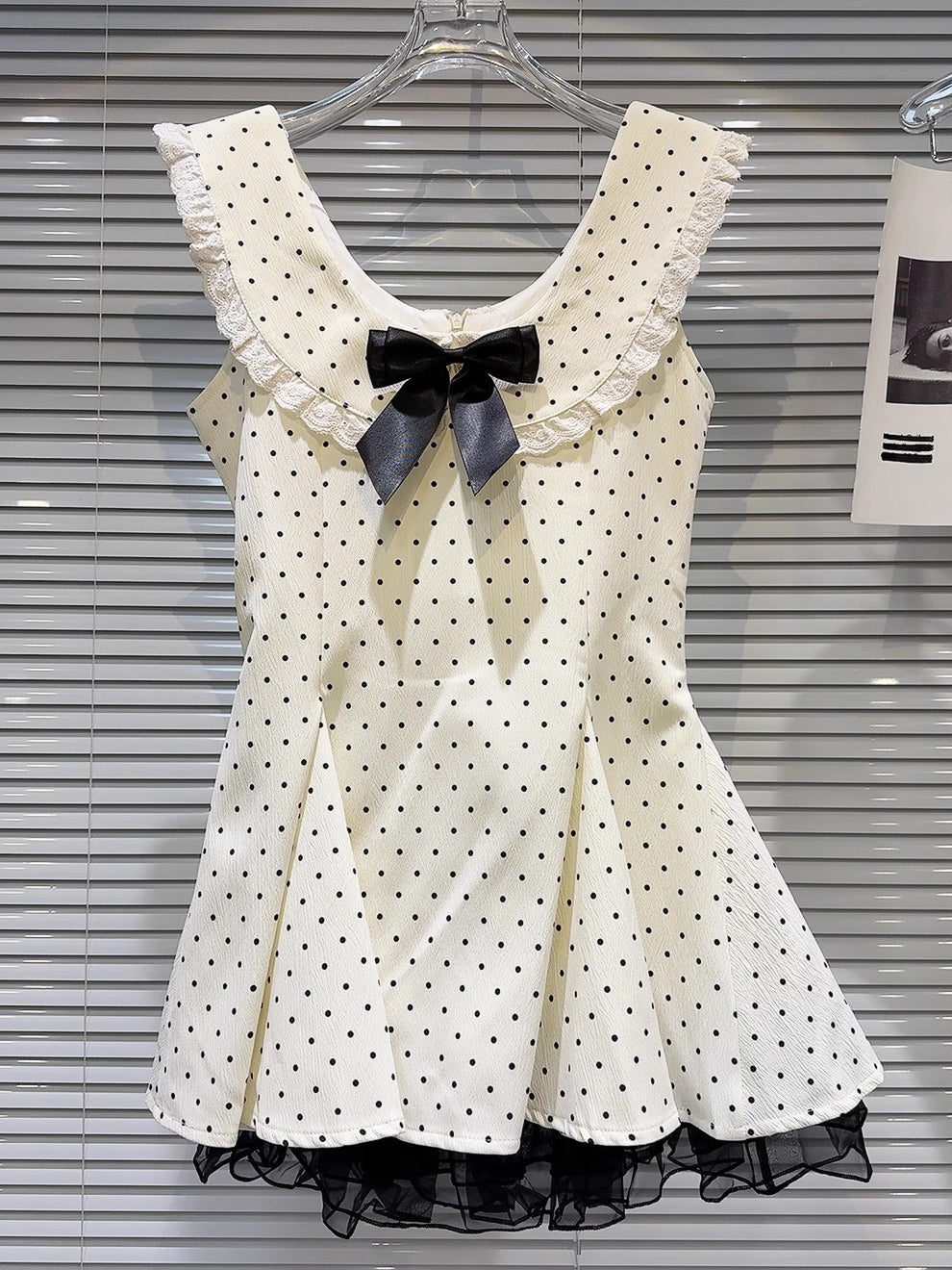 Hit Color Wave Point Bowknot Mini Dress