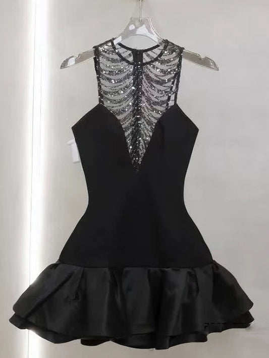 Sexy Hollow Out Sleeveless Short Dress